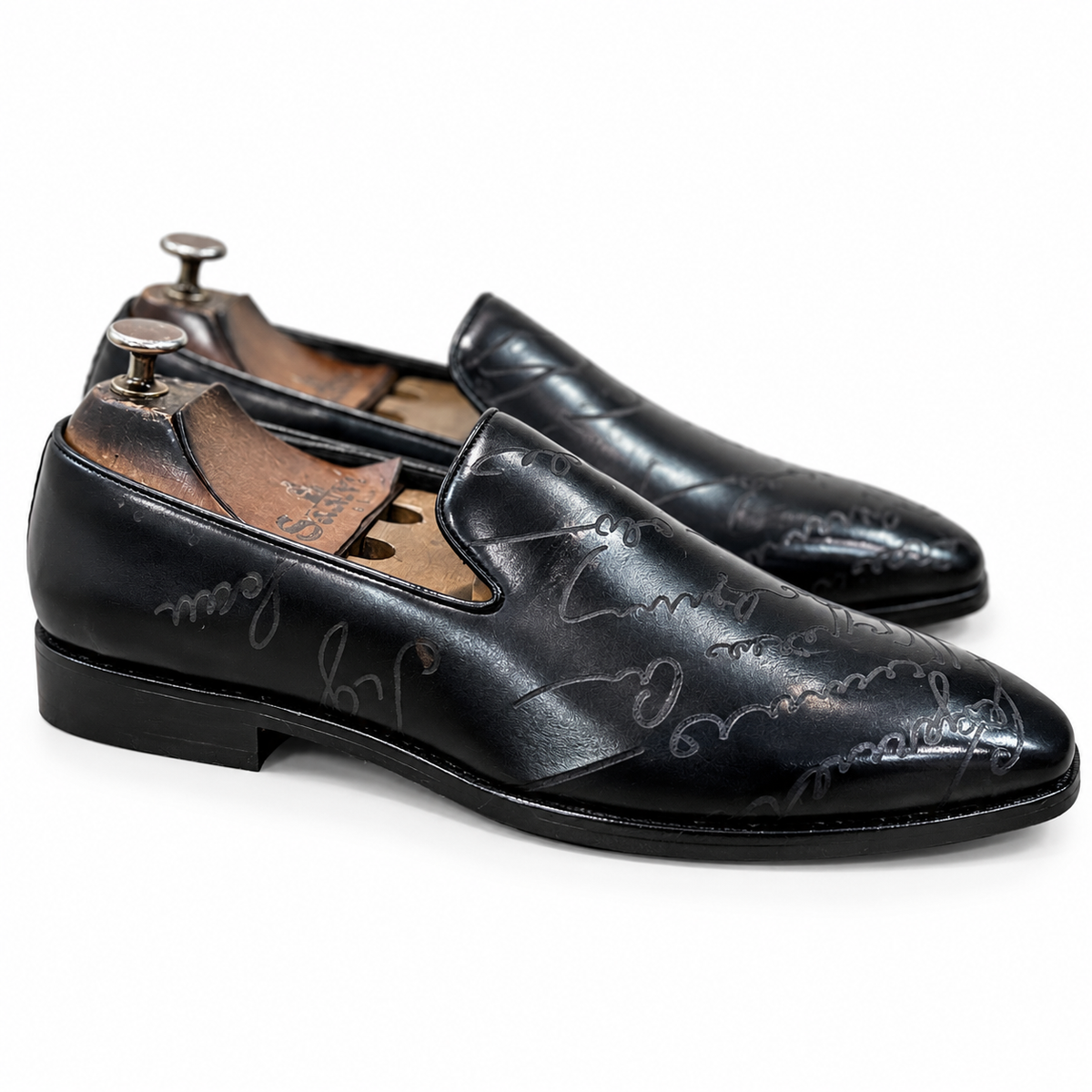 Saalvi Signature Black Embossed Loafers
