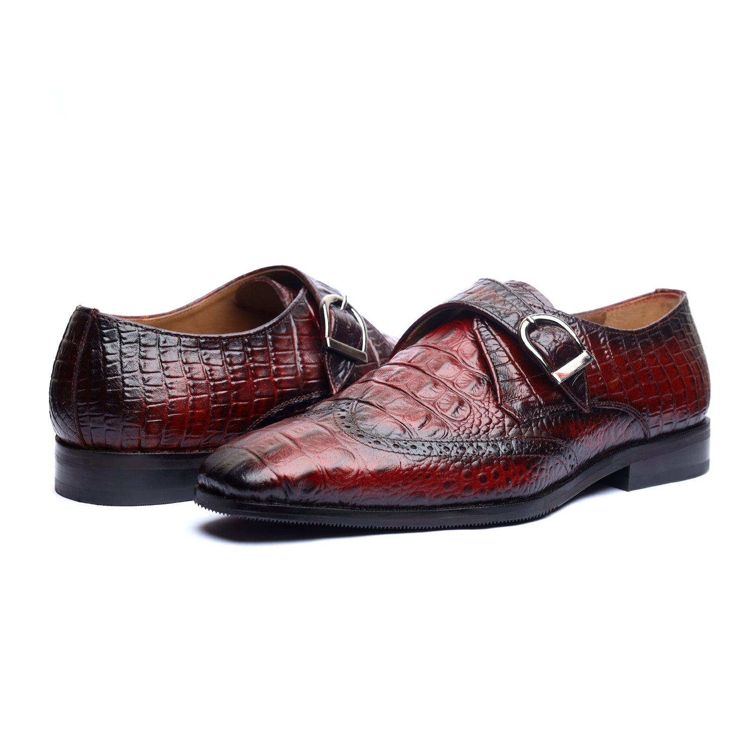 Single Monk Strap Croco Brown