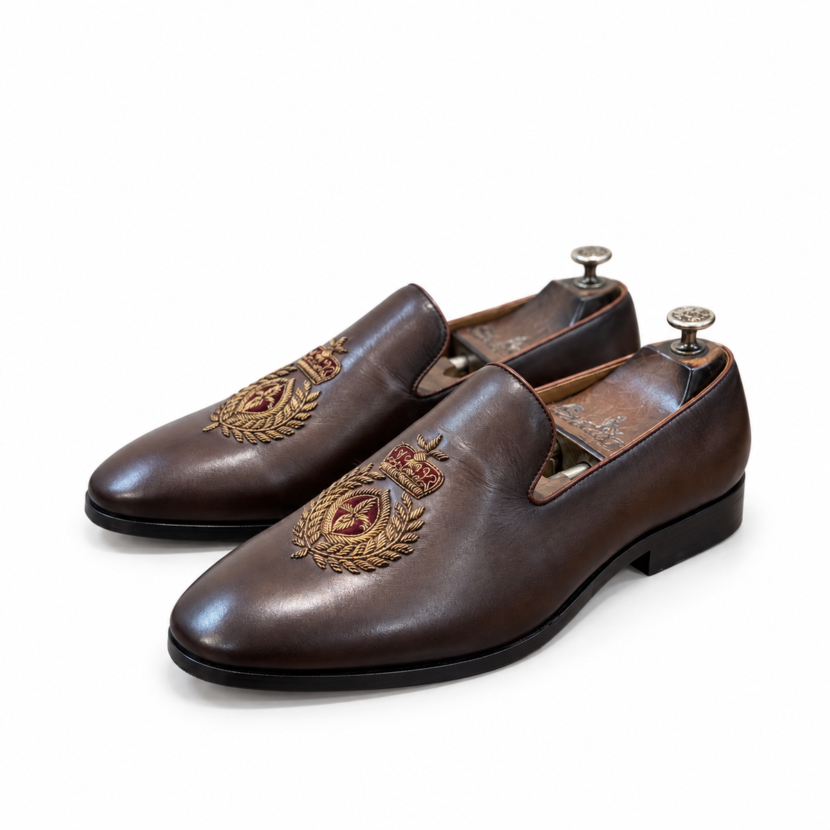 Espresso Sovereign Crest Embroidered Loafers
