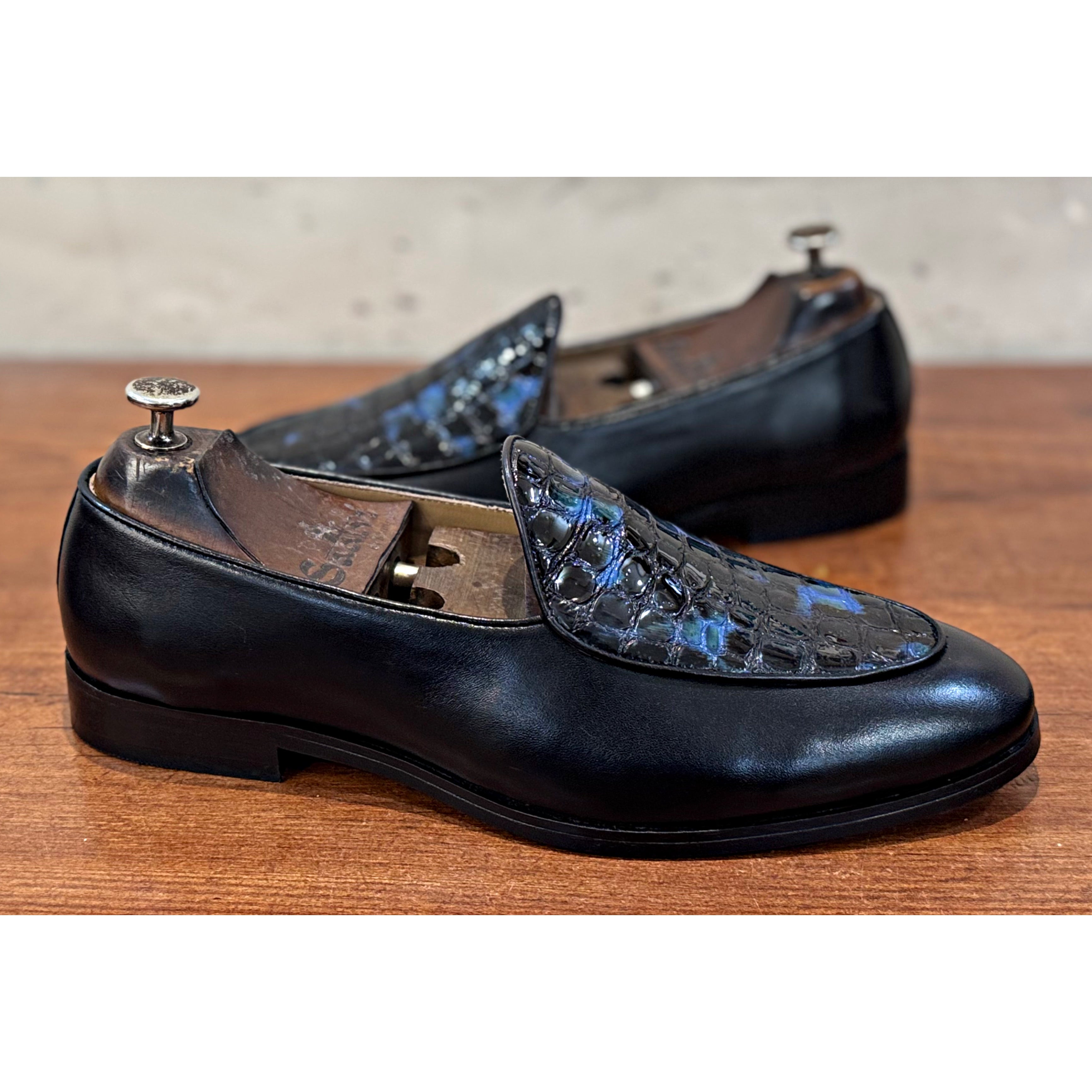 Belgian Loafer With Patent Croco