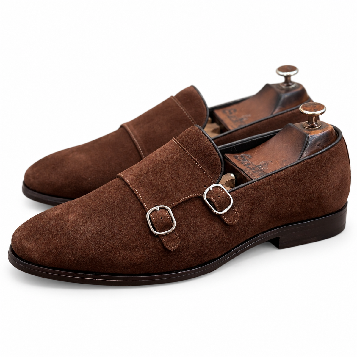 Cocoa Double Monk Suede Loafers