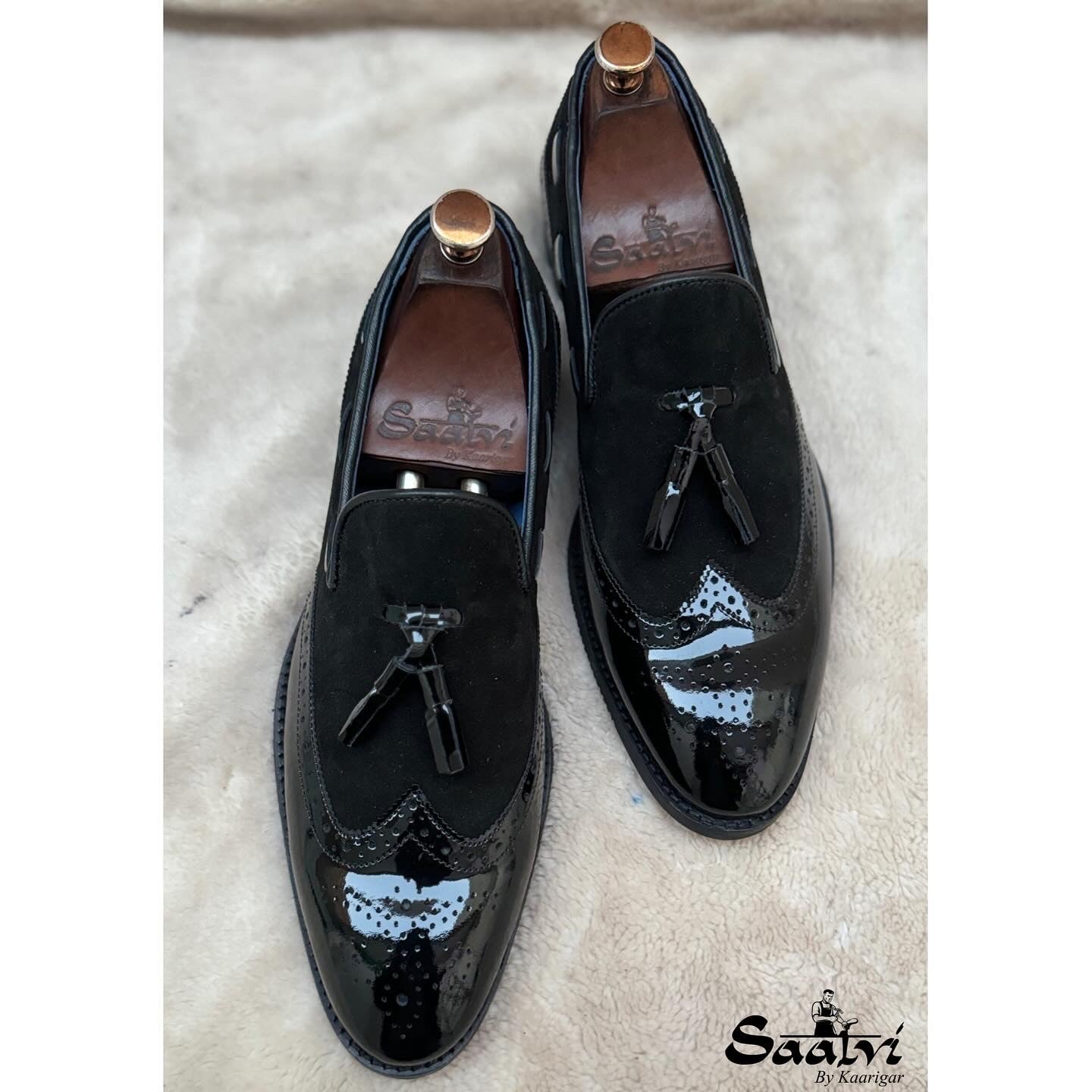 Wingcap Loafers With Tassels Black Patent