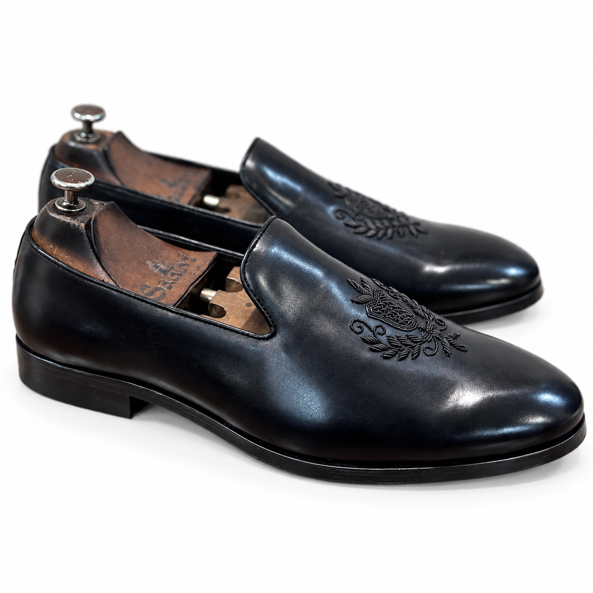 Black Crest Embroidery Slipon