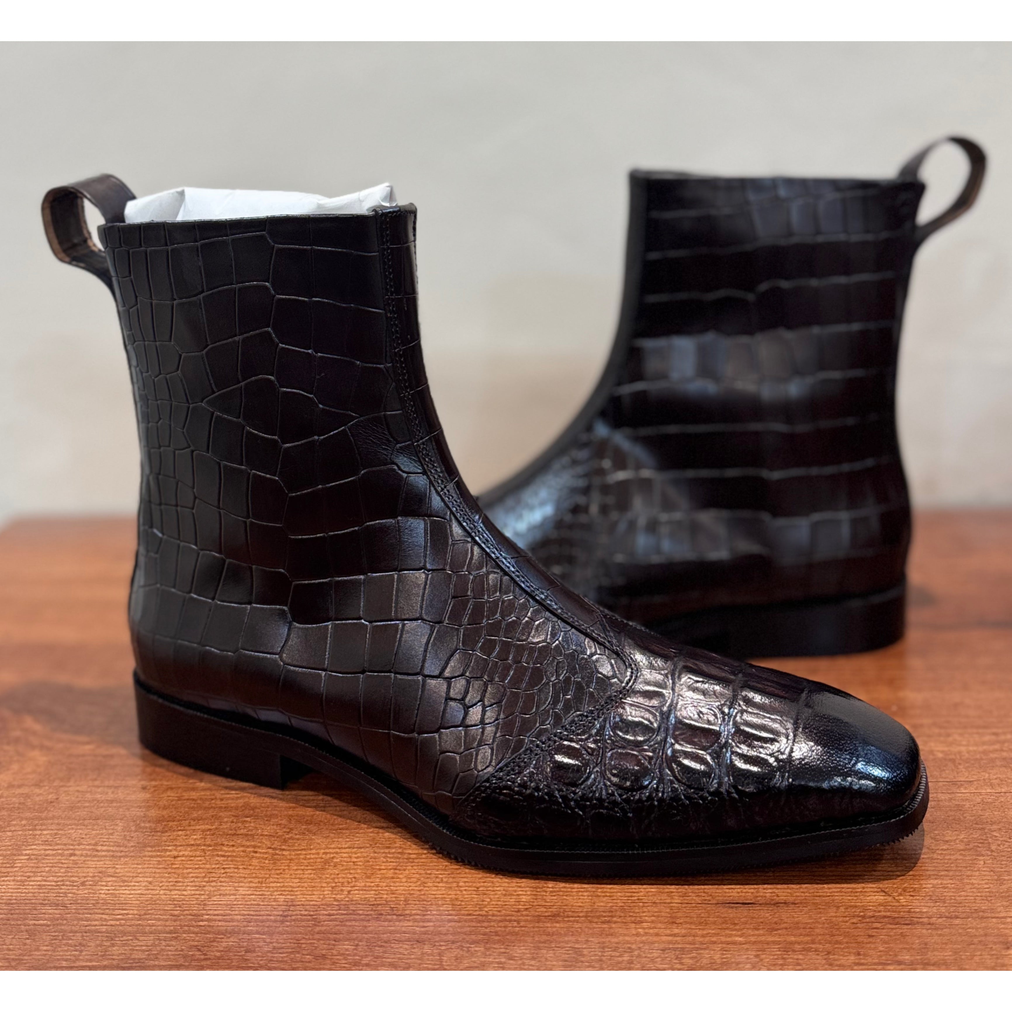 Brown Python Embossed Boots
