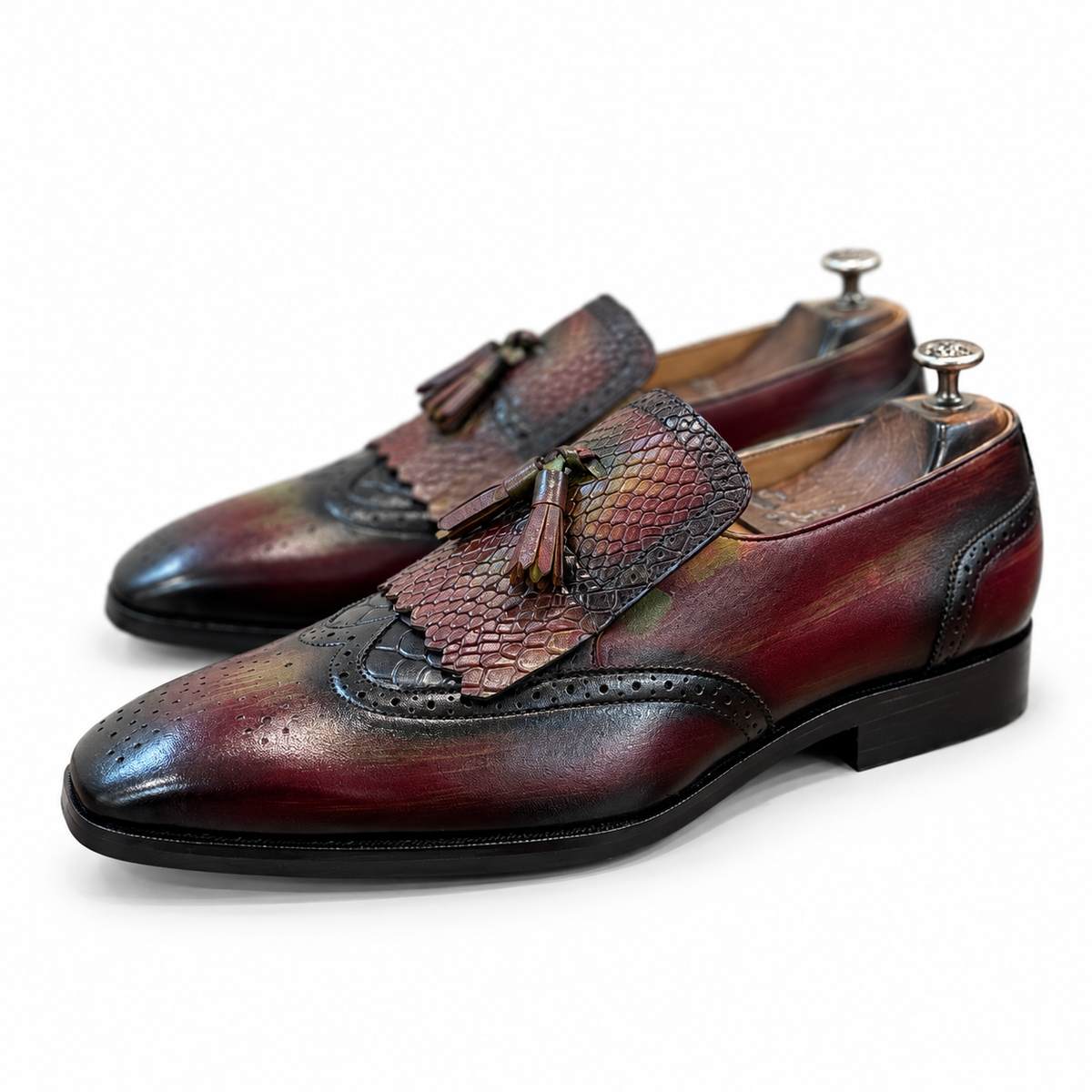 Bordeaux Verde Artisan Tassel Loafers