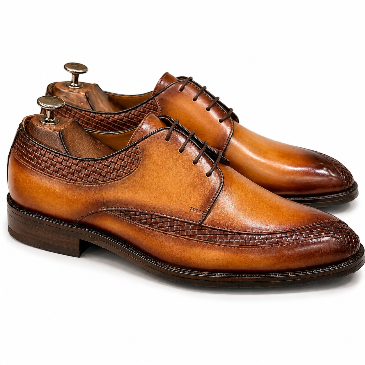 Sienna Tan Woven Leather Derby