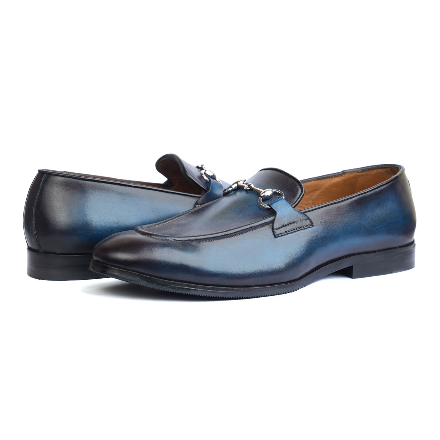 Horsebit Loafers Blue Hand Patina