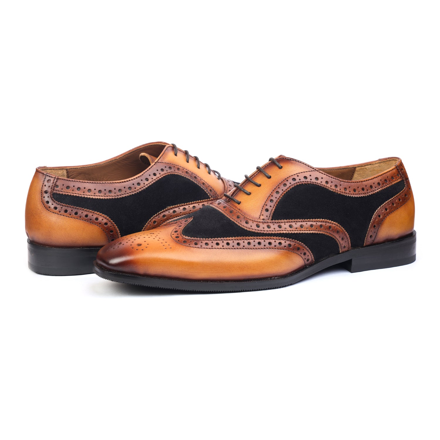 Tan Leather Oxfords With Suede