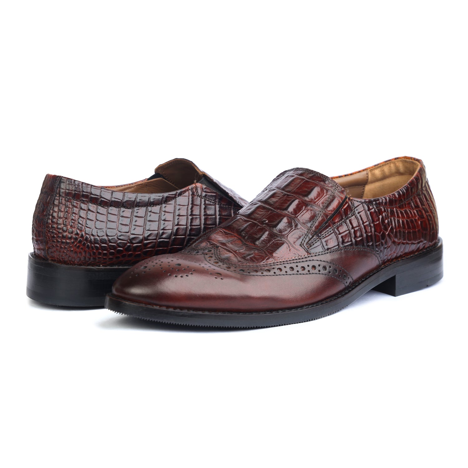 Brown Crocodile Loafers