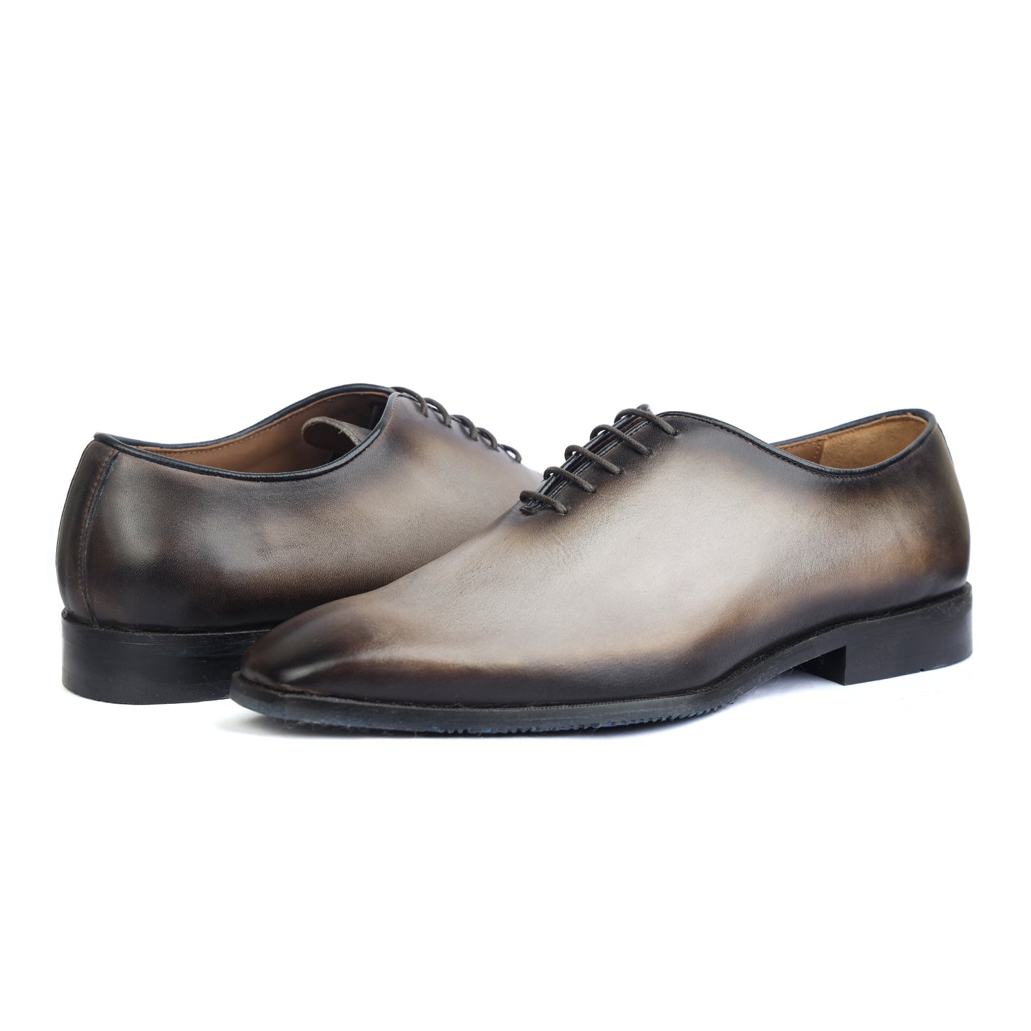 Grey Patina Leather Oxfords