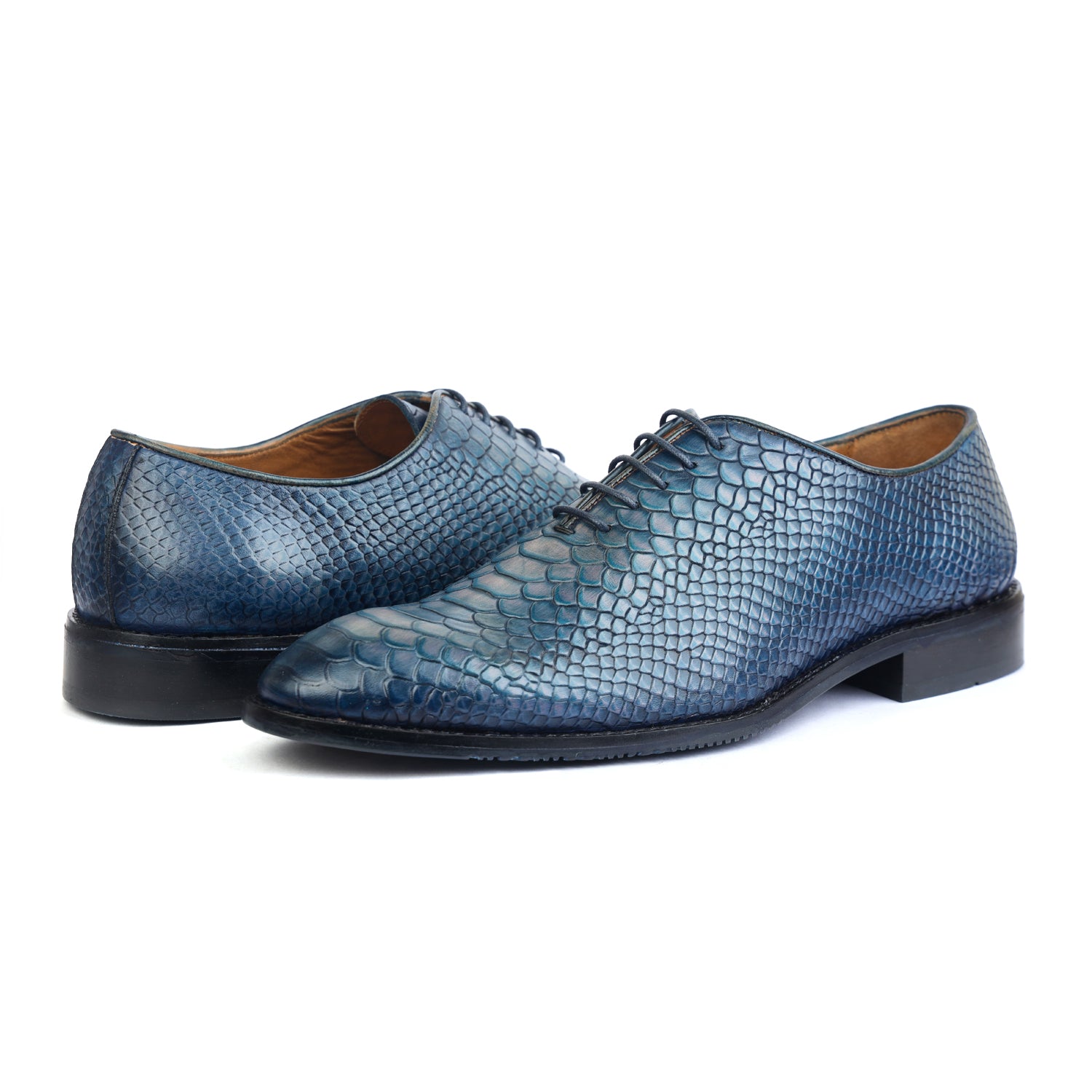 Blue Python Embossed Oxfords