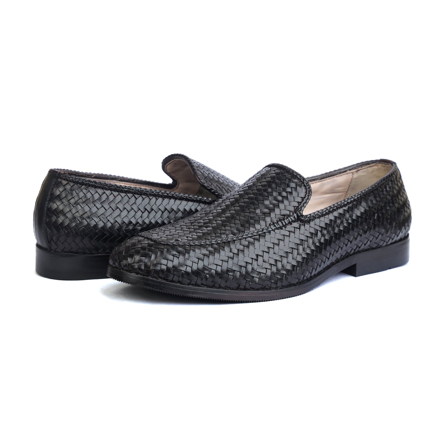 Black Handwoven Loafers