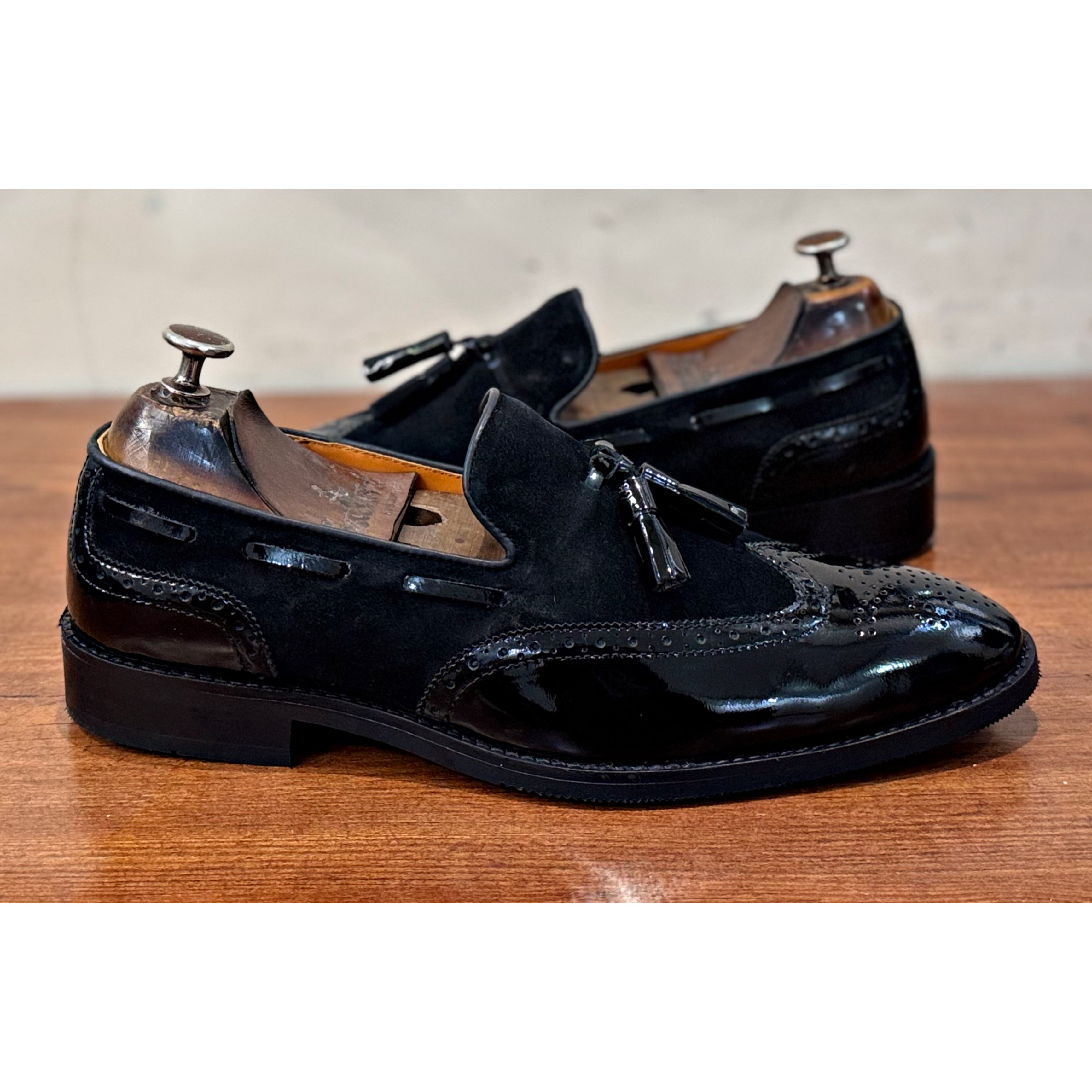 Wingcap Loafers With Tassels Black Patent