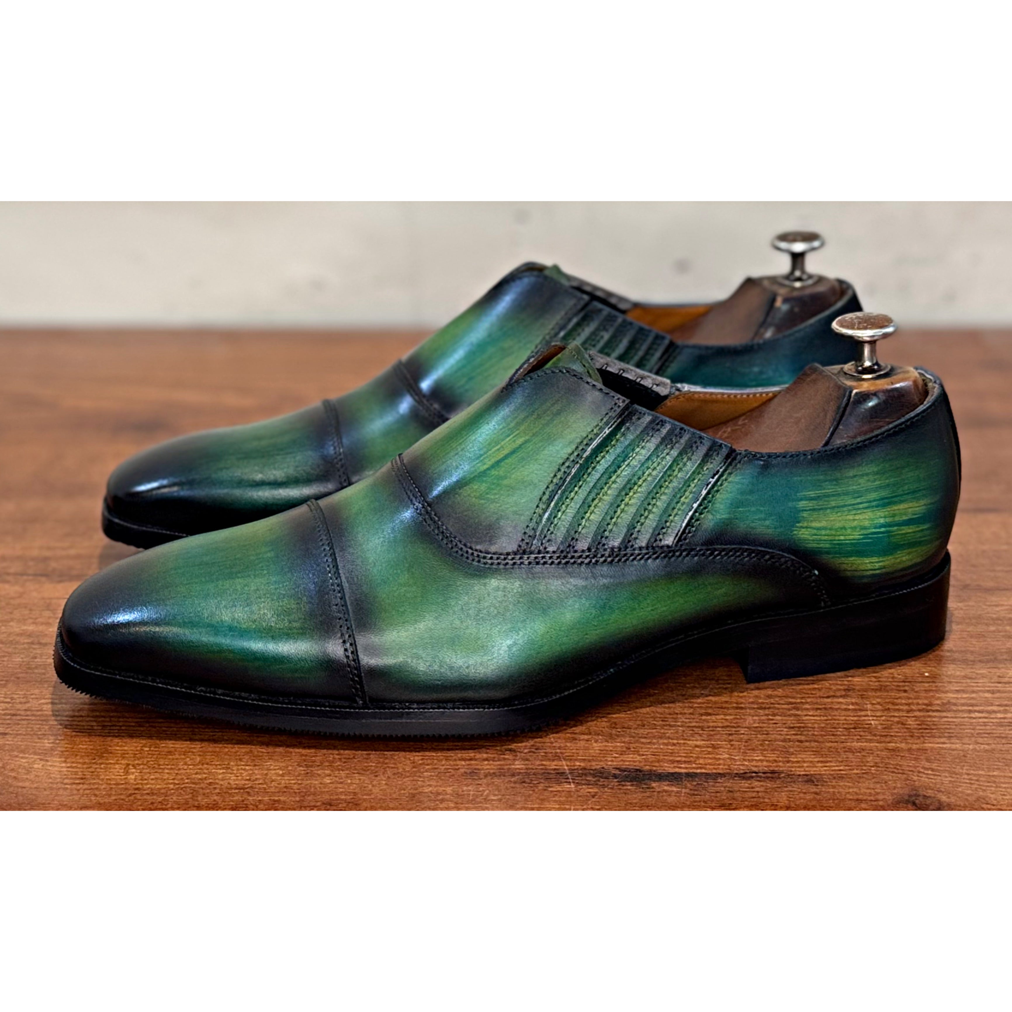 Green Hand Patina Loafers Italia