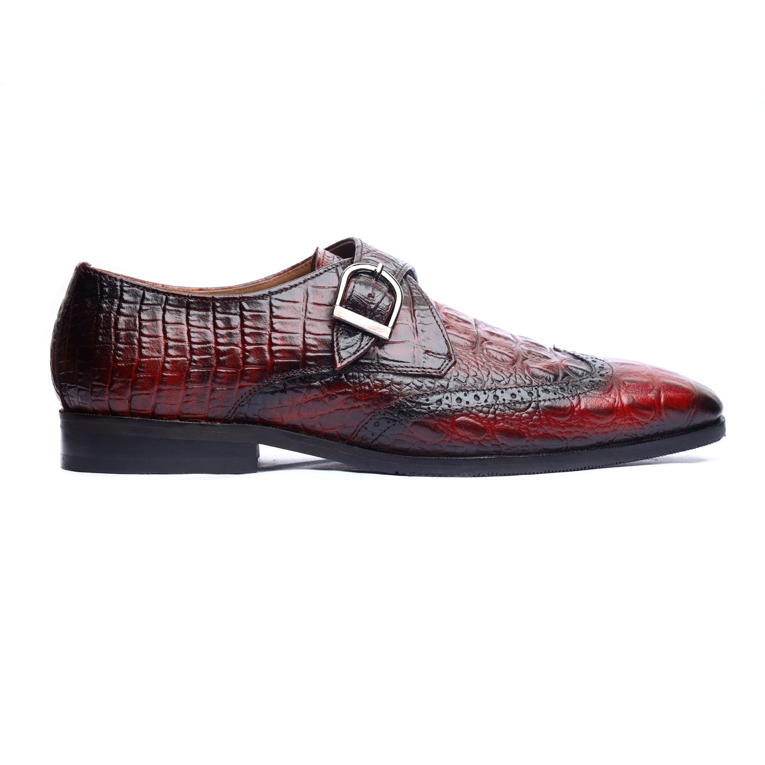 Single Monk Strap Croco Brown