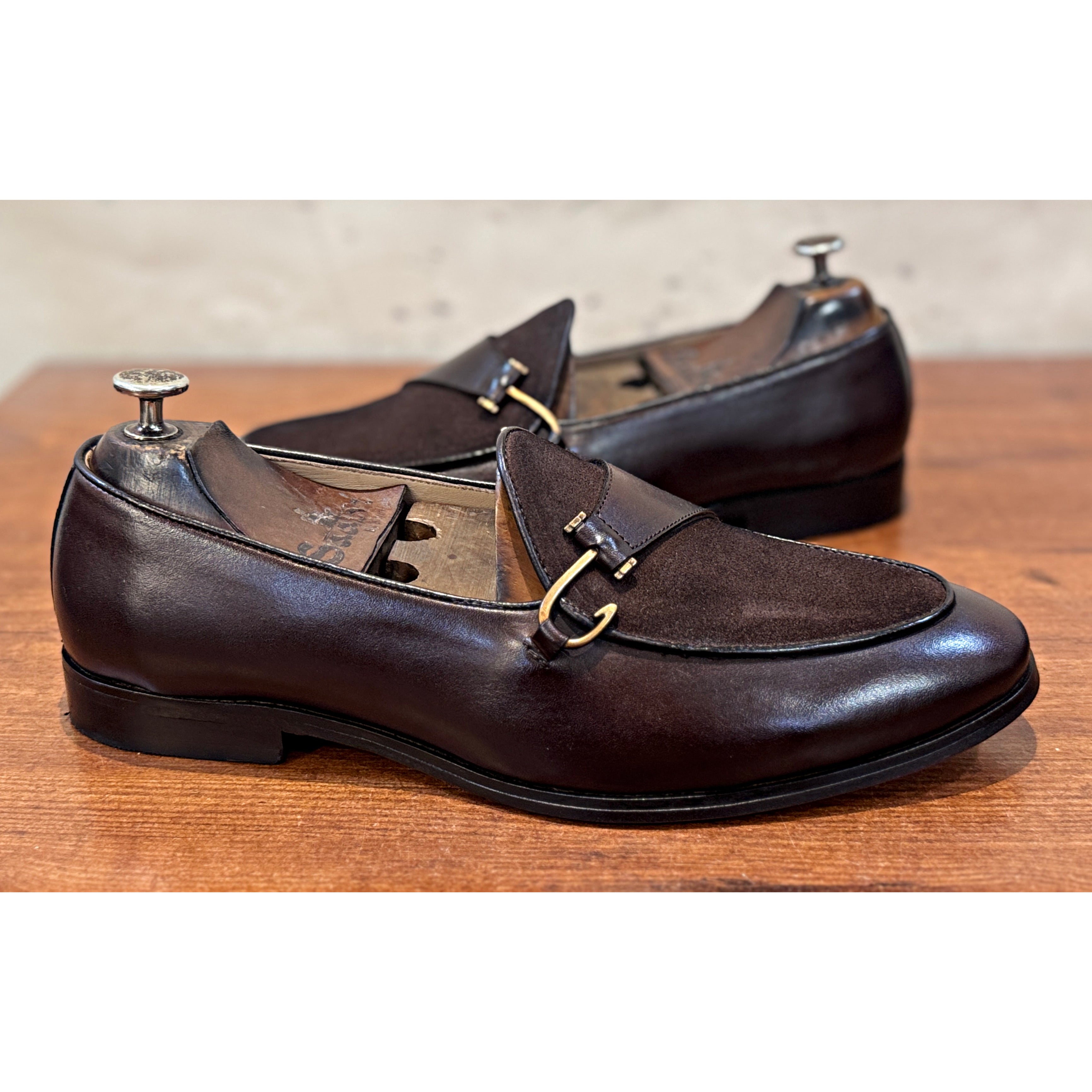 Cognac Suede Saddle Belgian Loafer