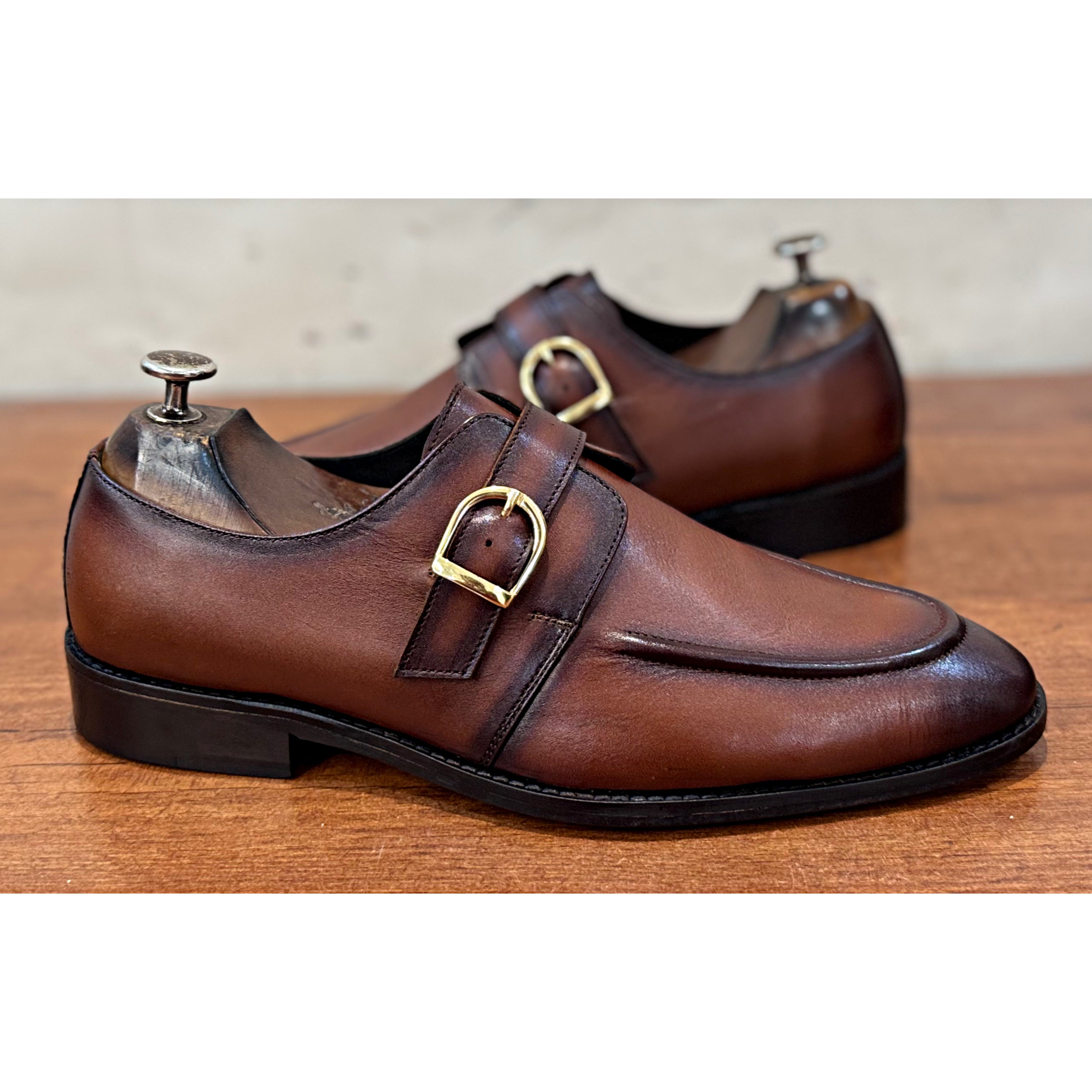Single Monk Strap Burnish Leather