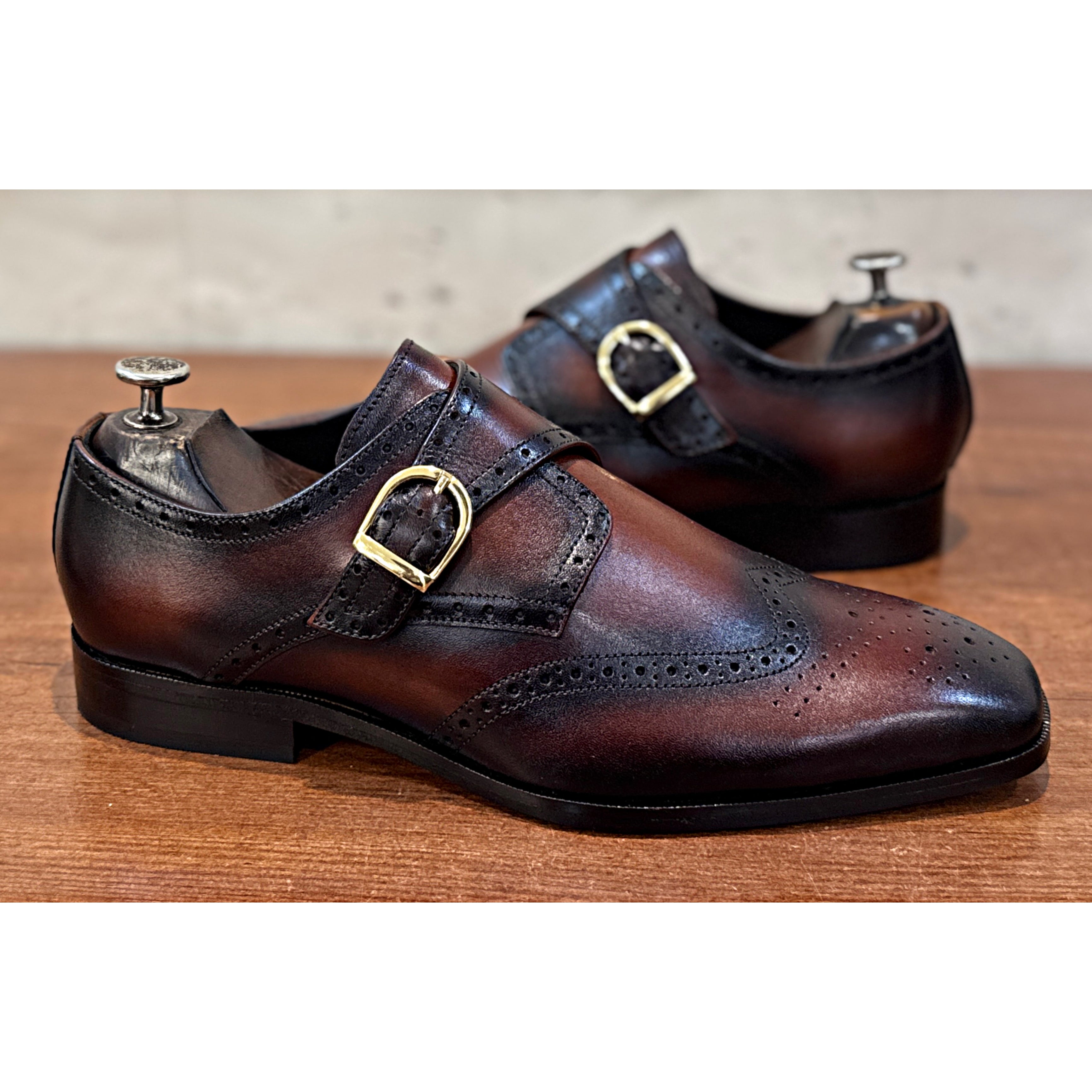 Oxblood Single Monk Brogues | Luxury British Formal Shoes