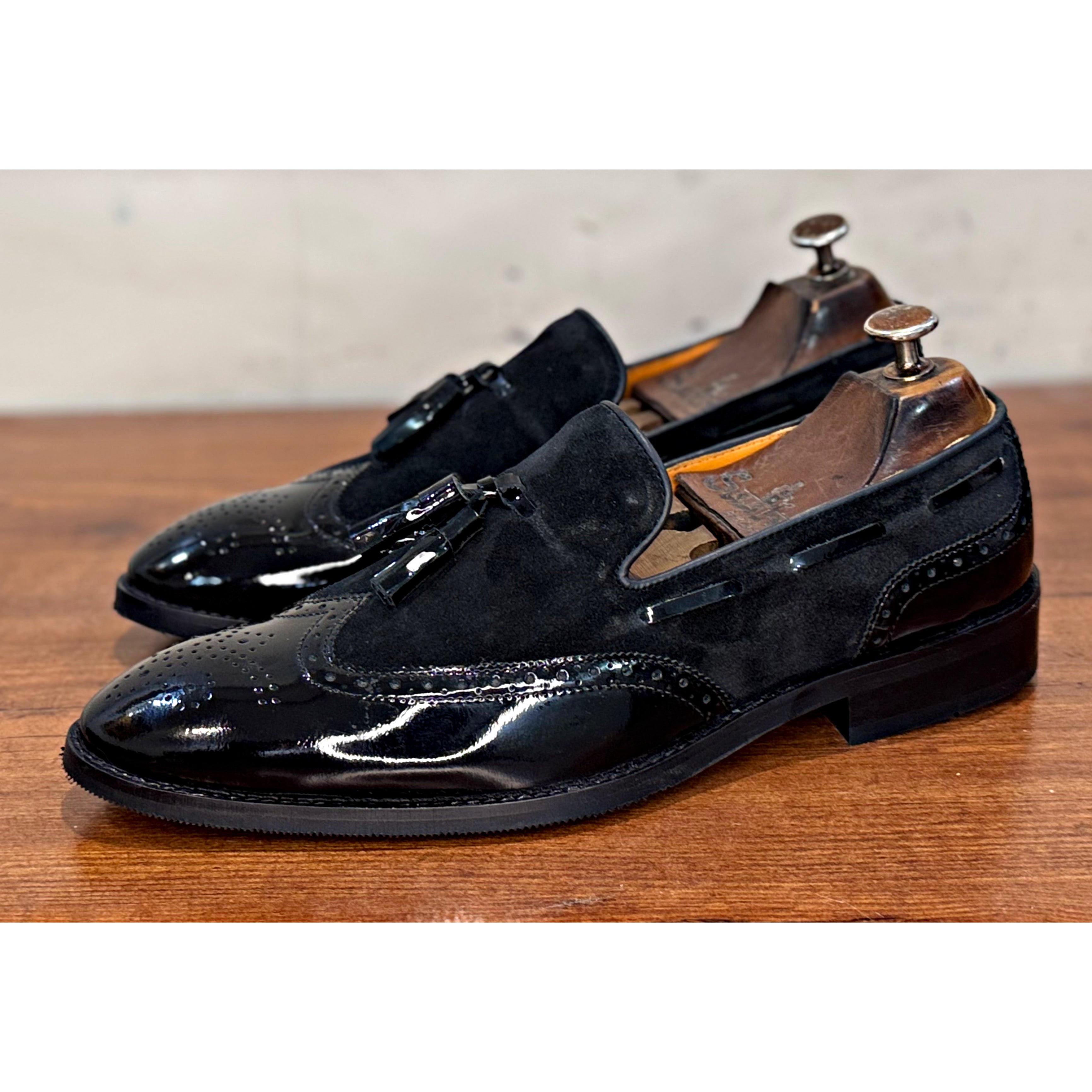 Wingcap Loafers With Tassels Black Patent