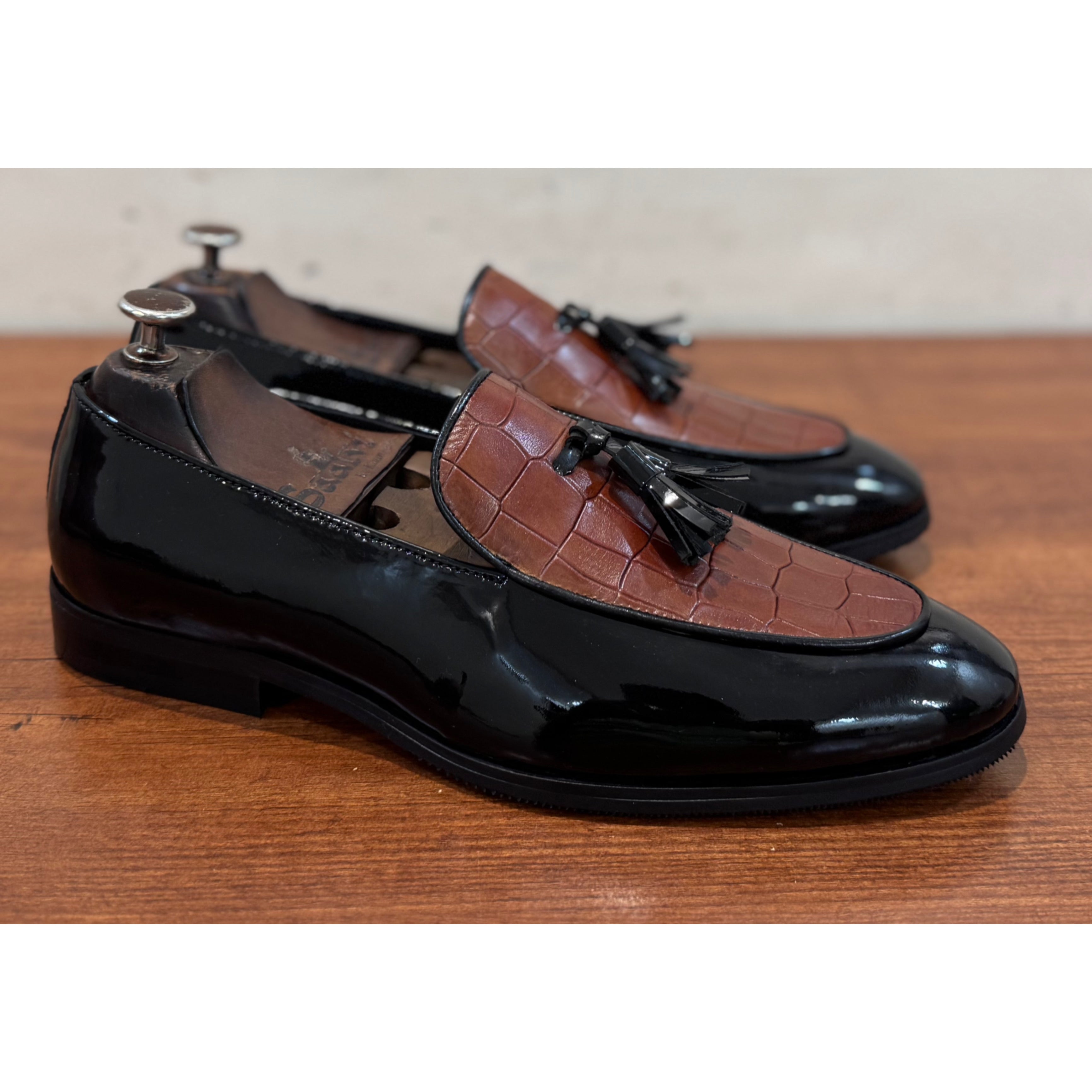 Black Patent Loafer with Tassles