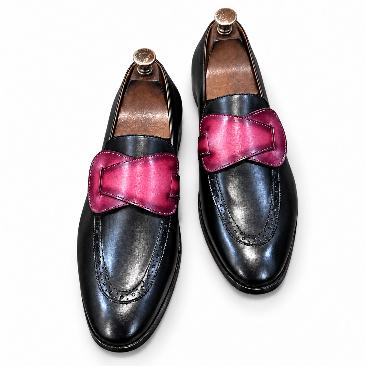 Noir Fuchsia Butterfly Loafers