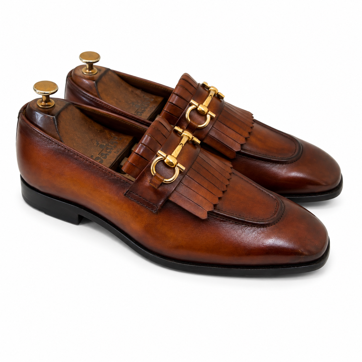 Horsebit Loafers With Fringes Tan