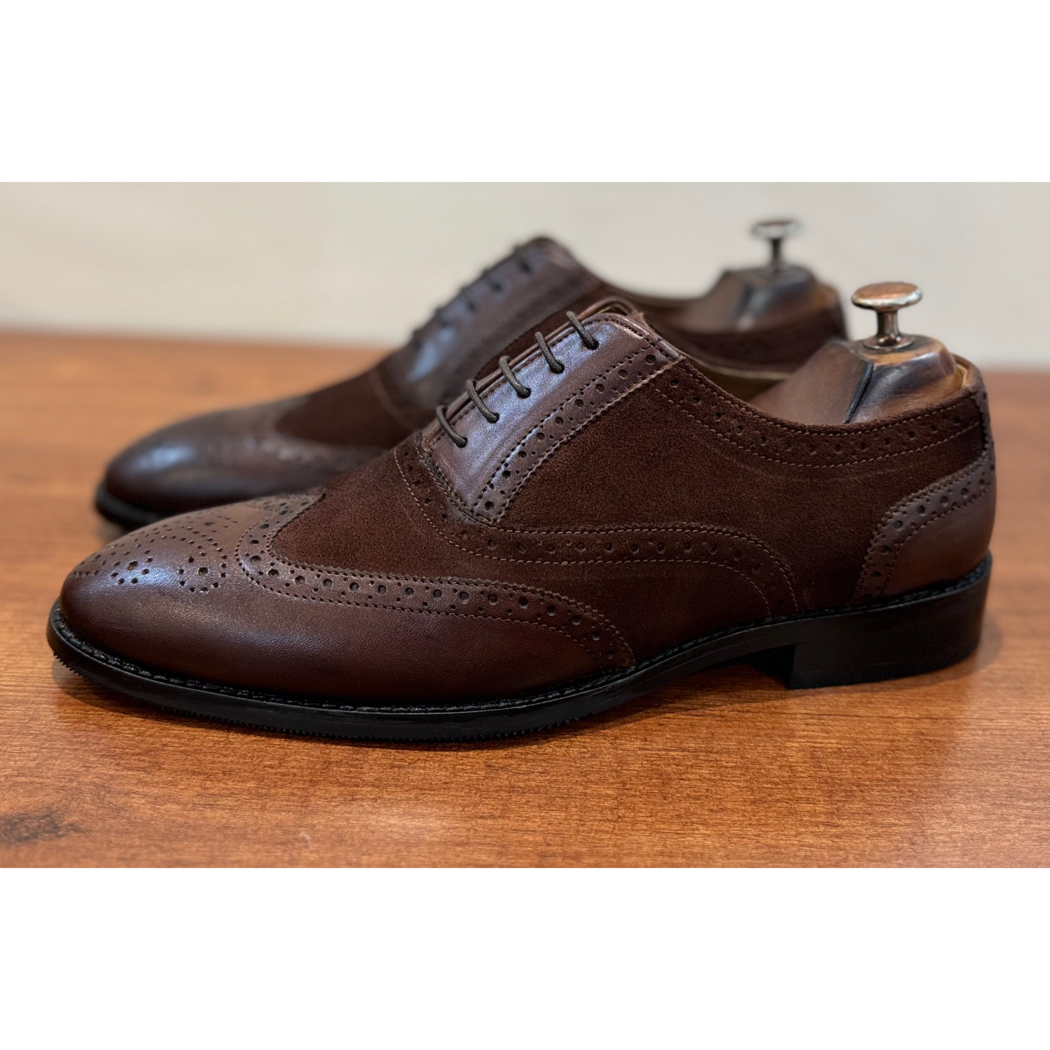 Brown Suede & Leather Brouge Oxfords