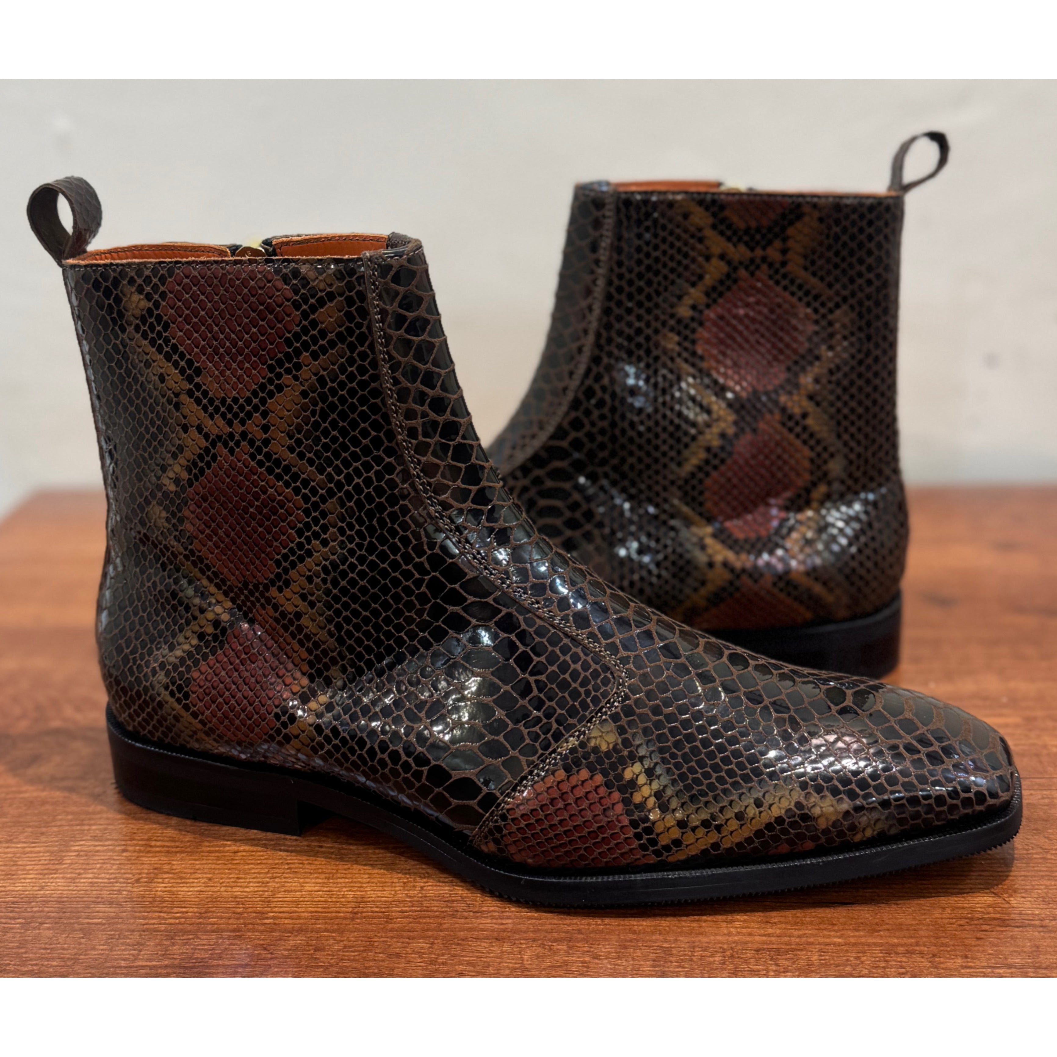 Brown Snake Foil Boots