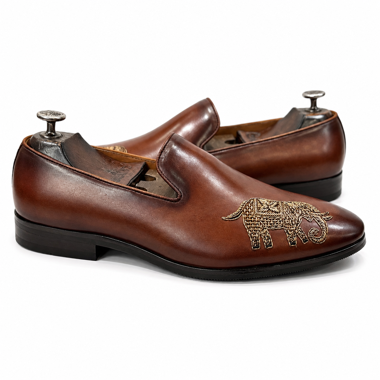 The Maharaja Elephant Slipper – Brown Luxury Embroidered Loafers