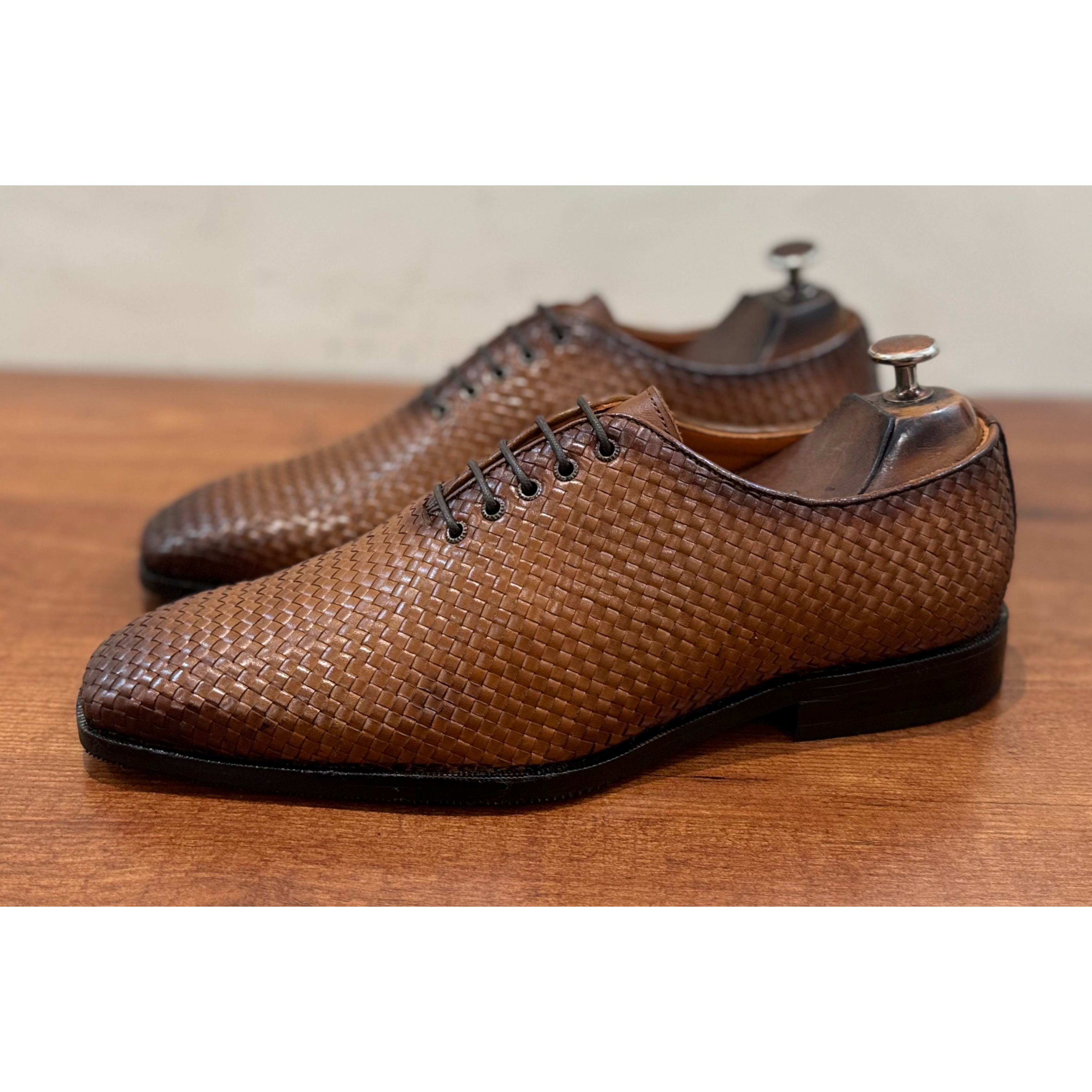 Tan Handwoven Wholecut Oxfords