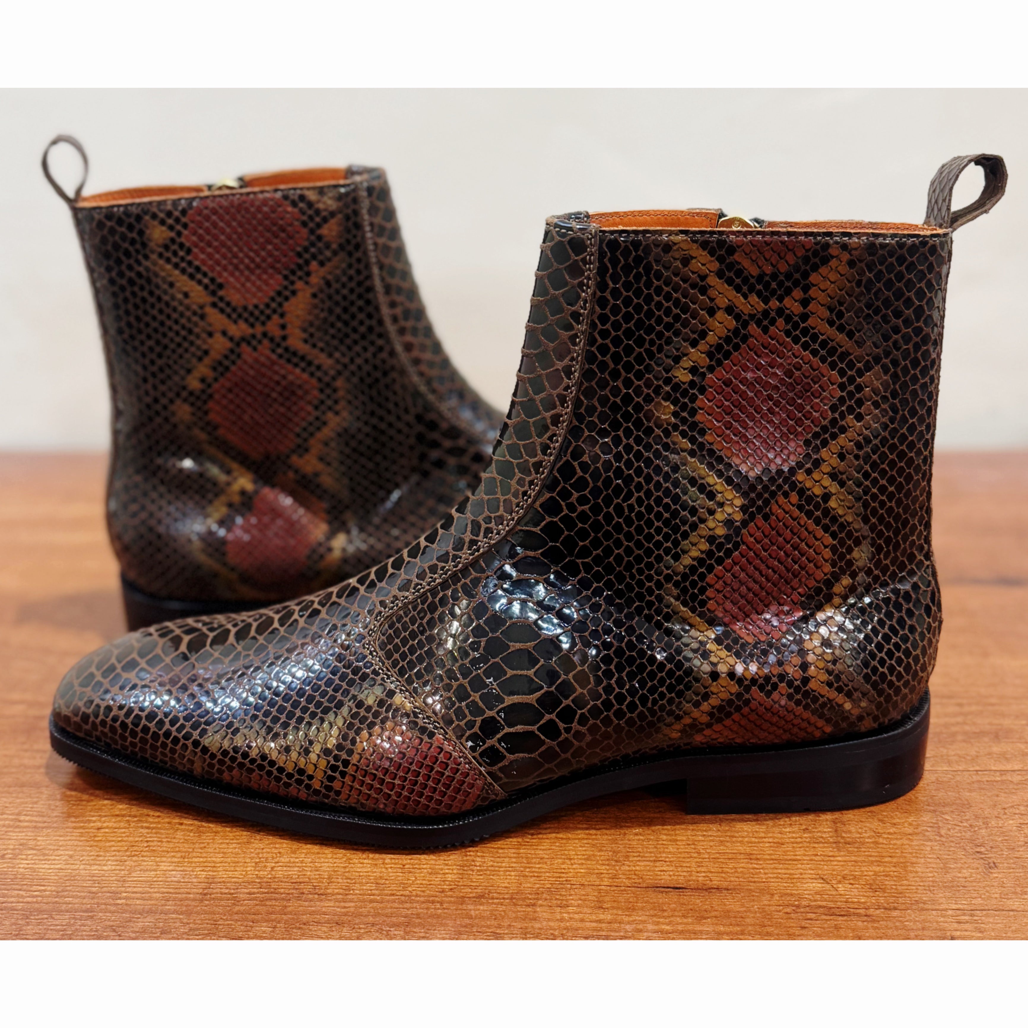 Brown Snake Foil Boots