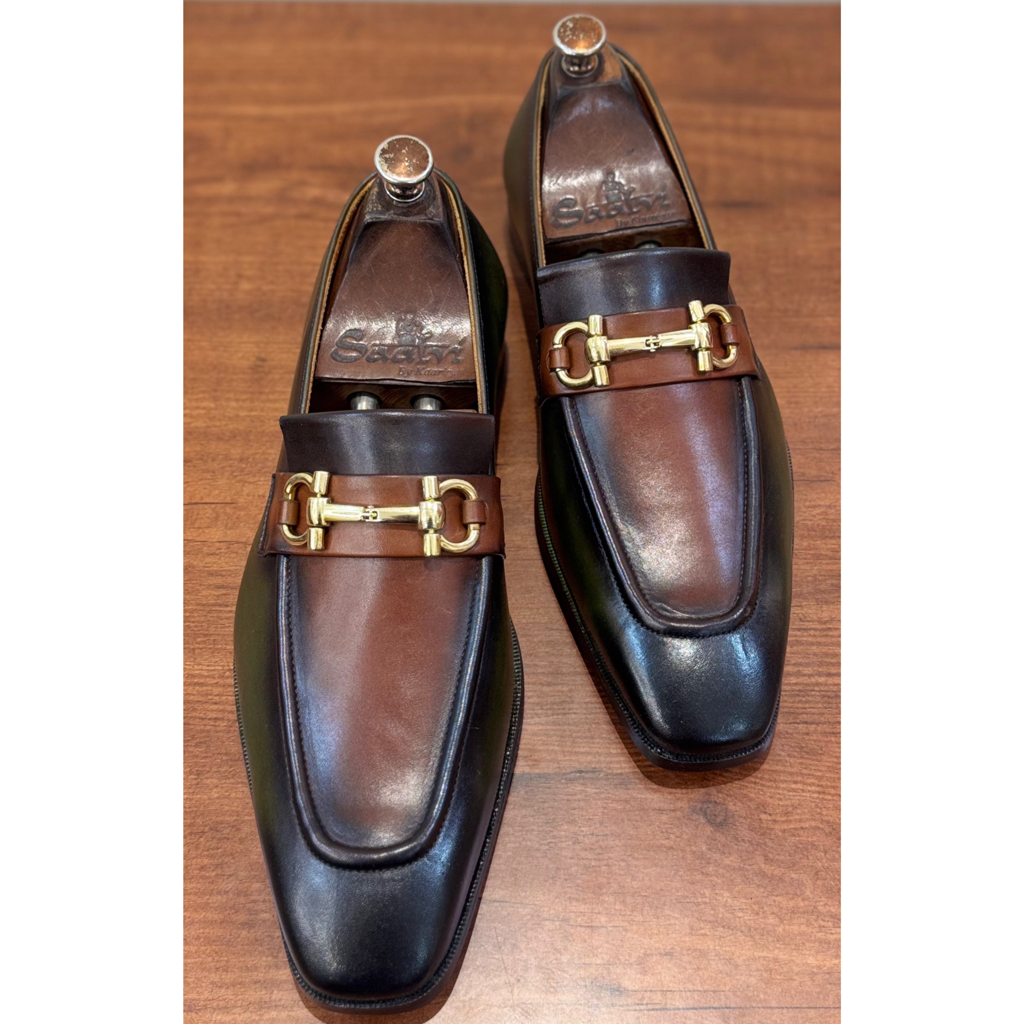 Green Tan Hand Patina Loafers