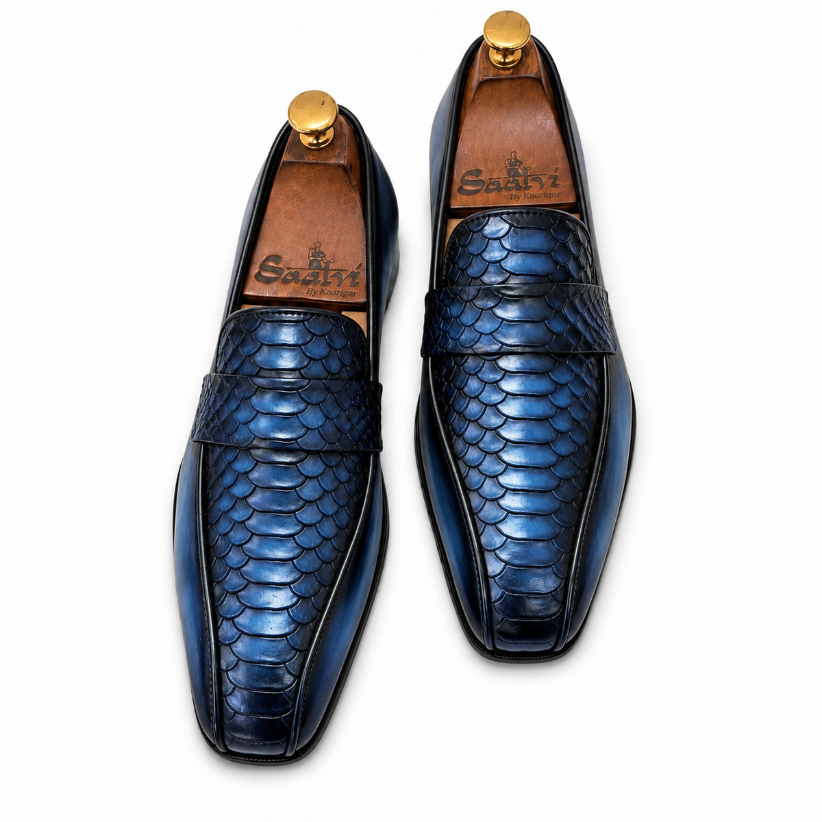 Midnight Azure Croco Strap Loafers