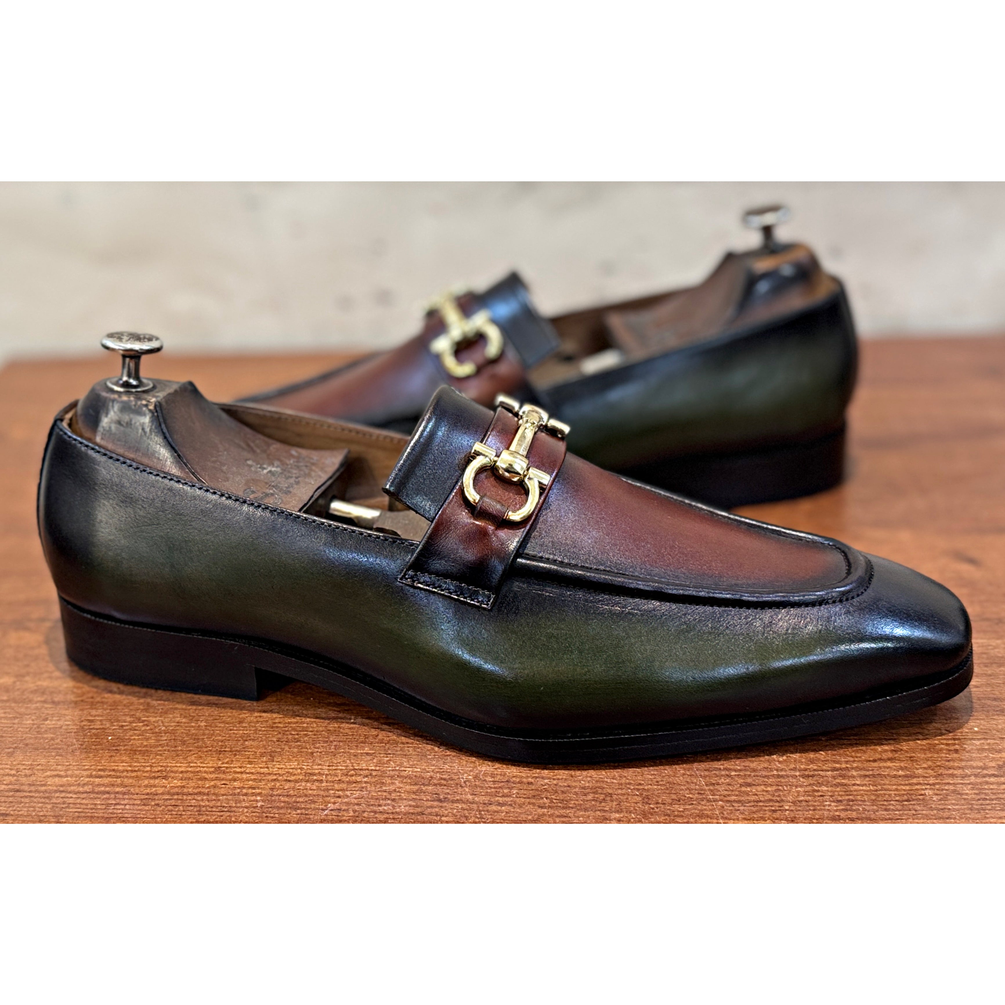 Hand Patina Loafers Green | T