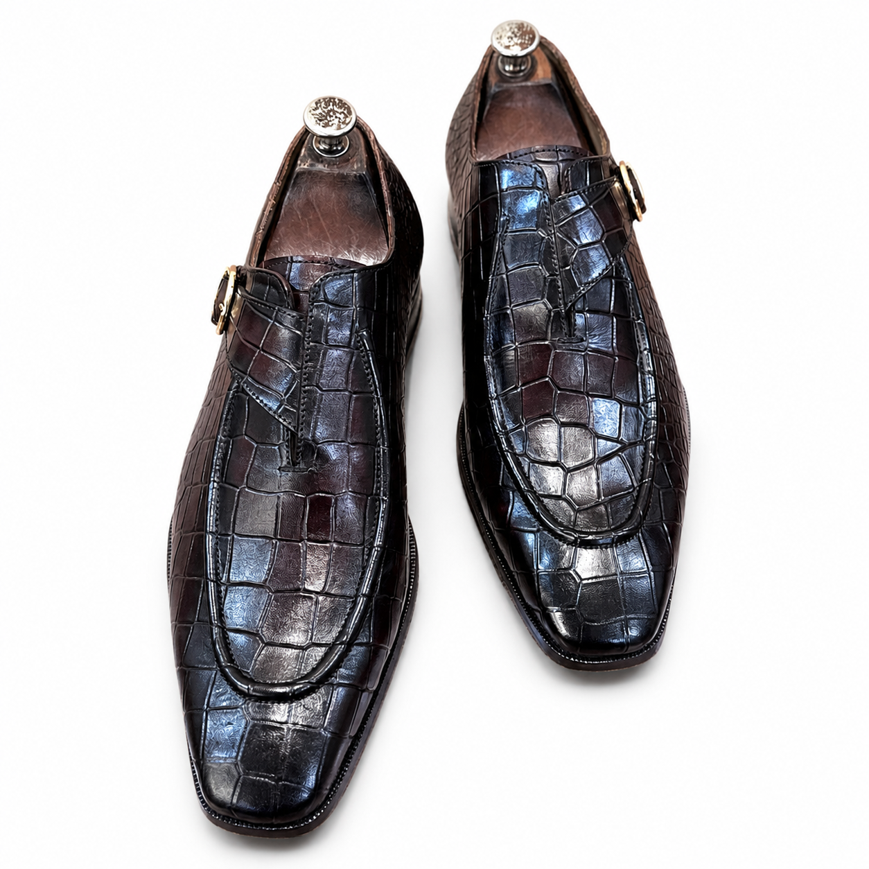 British Pointed Toe Single Monk – Dark Brown