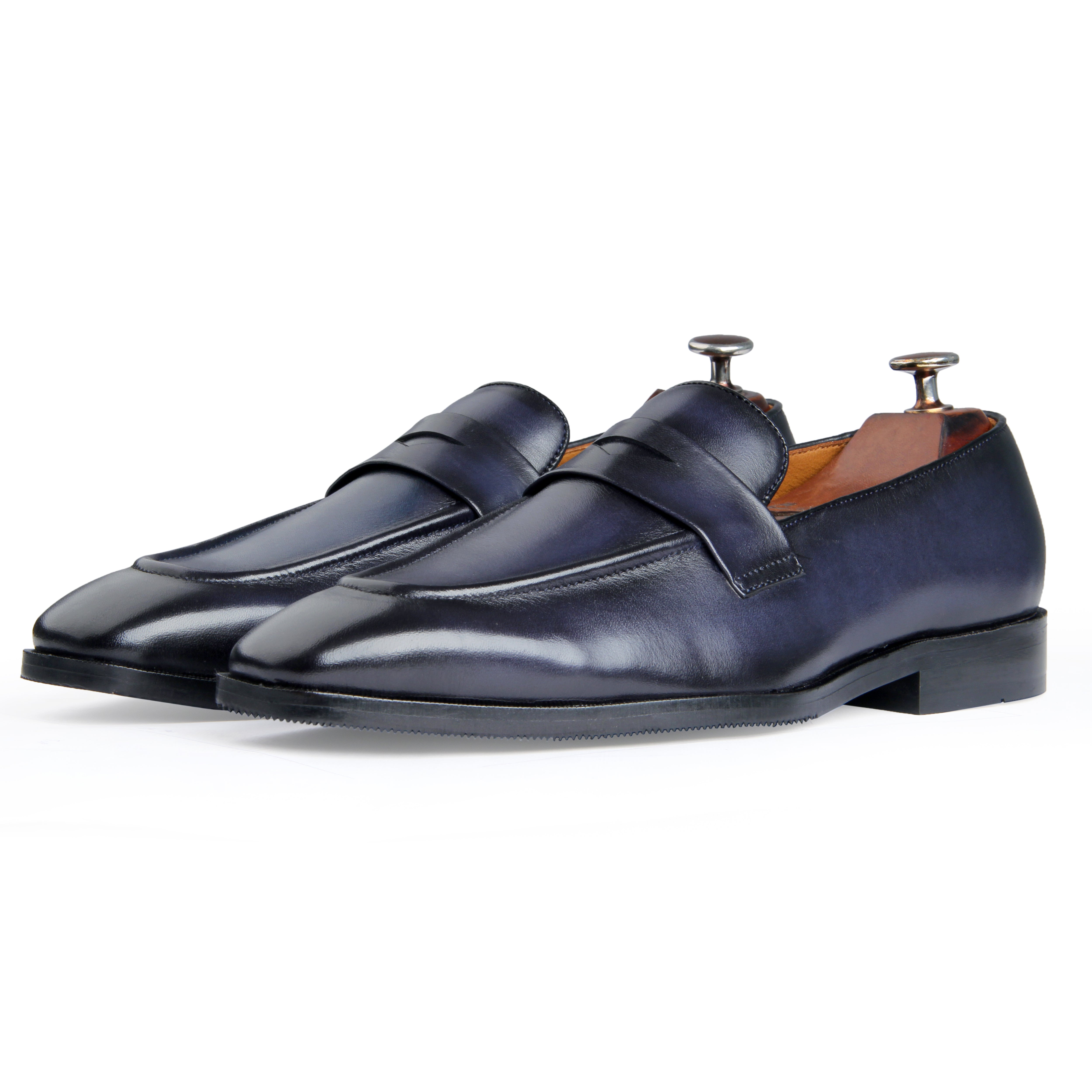Penny Loafers Blue Hand Patina