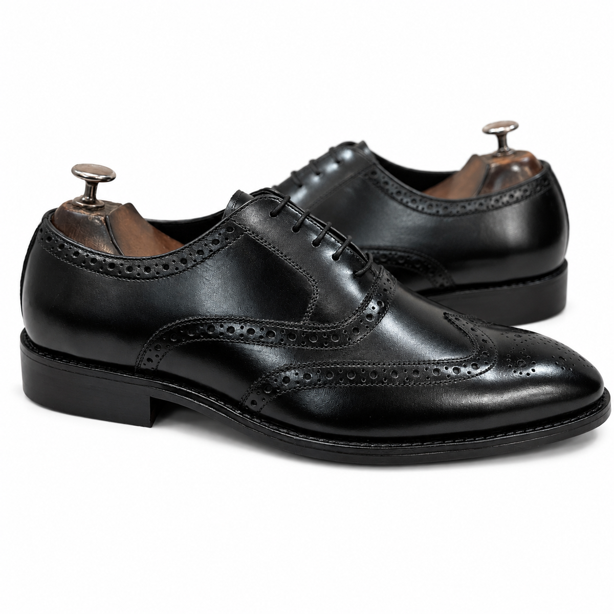 Classic Black Wingtip Brogue Leather Oxford Shoes