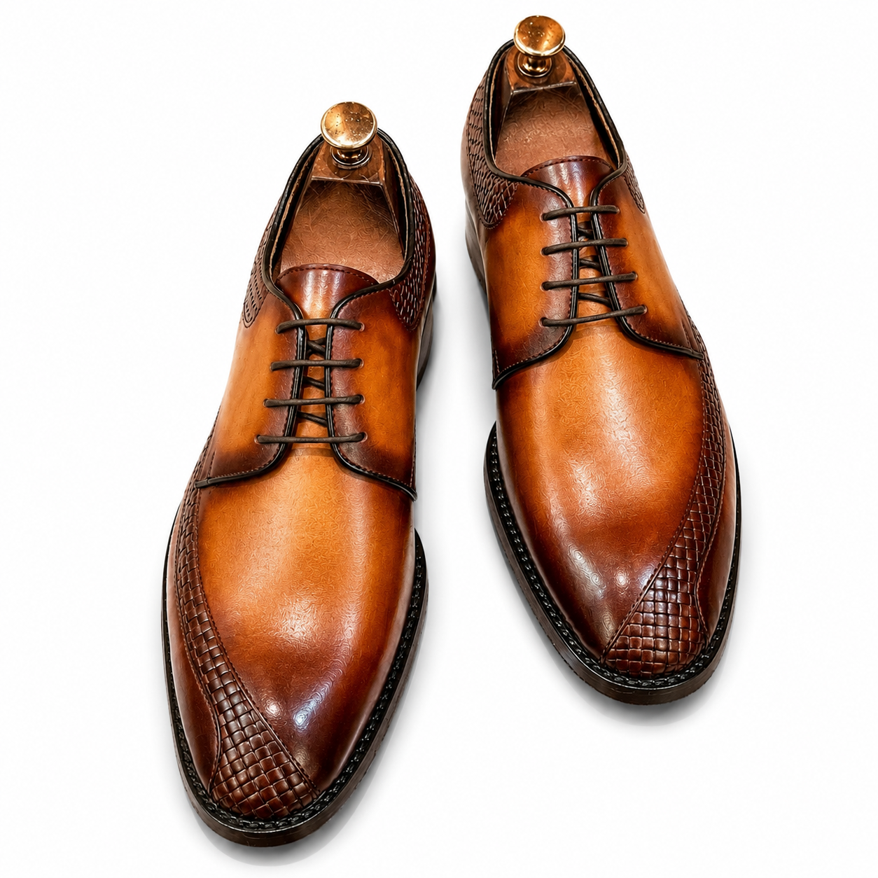 Sienna Tan Woven Leather Derby