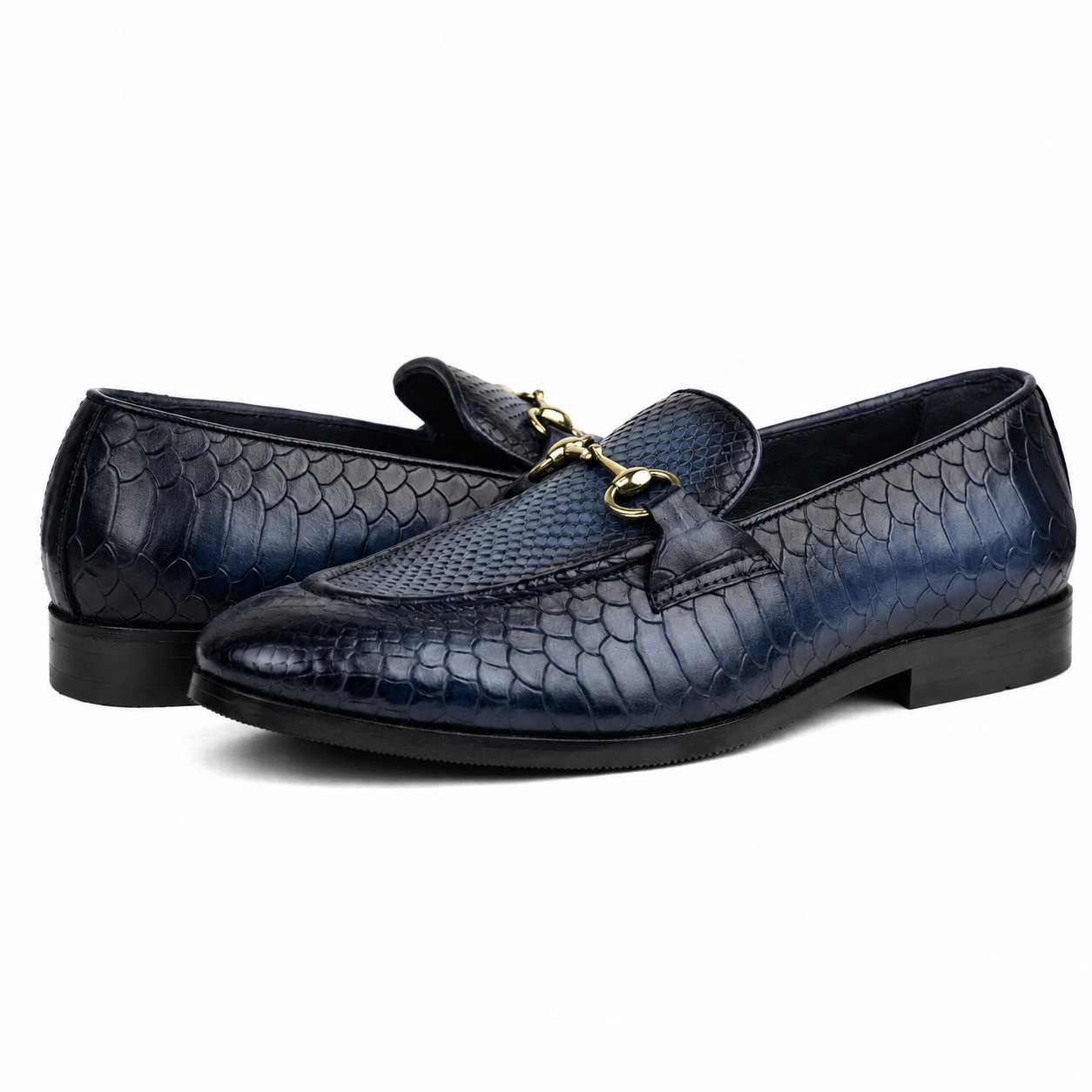 The Azure Imperium Python Horsebit Loafers – Midnight Navy
