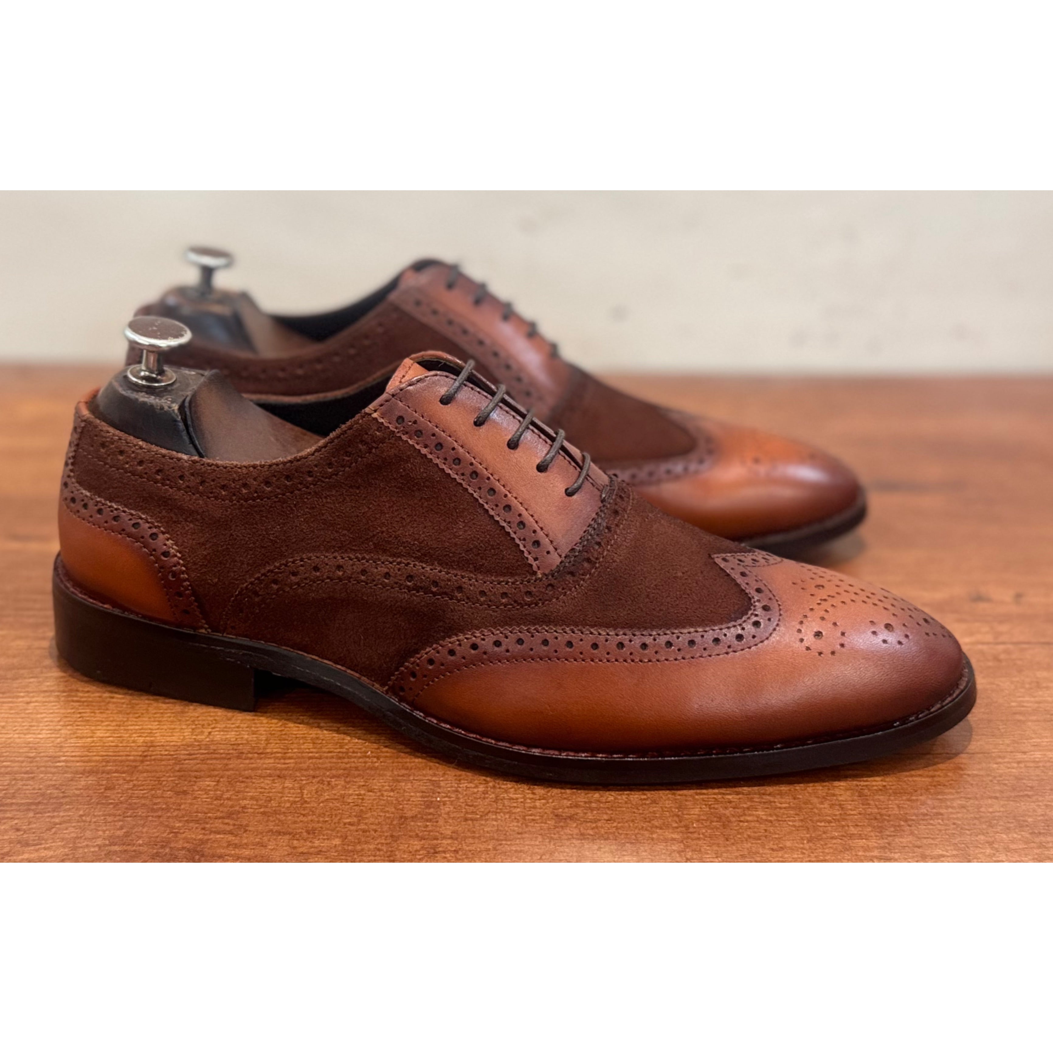 Tan Suede & Leather Oxfords