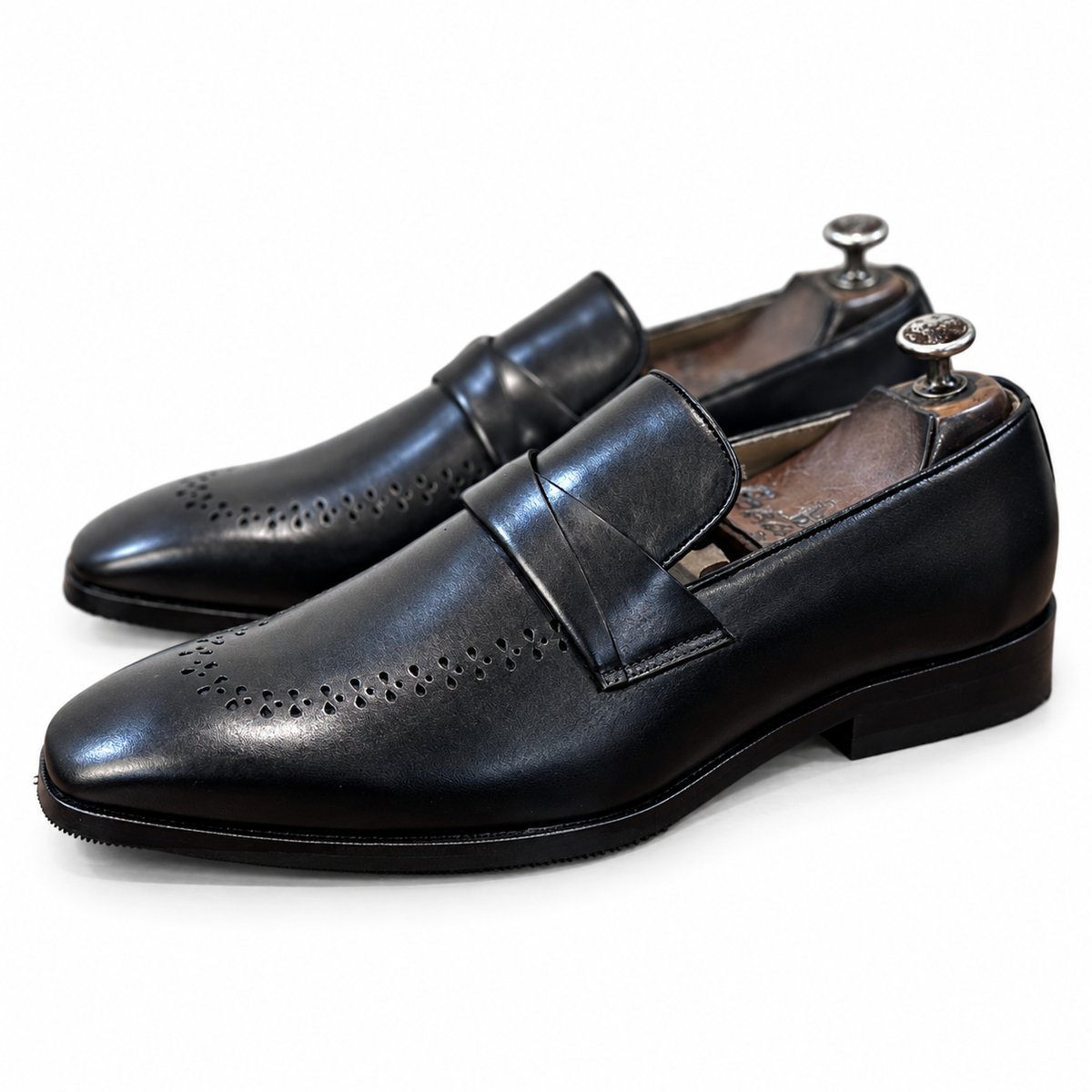 Myron Black Leather Loafers for Men