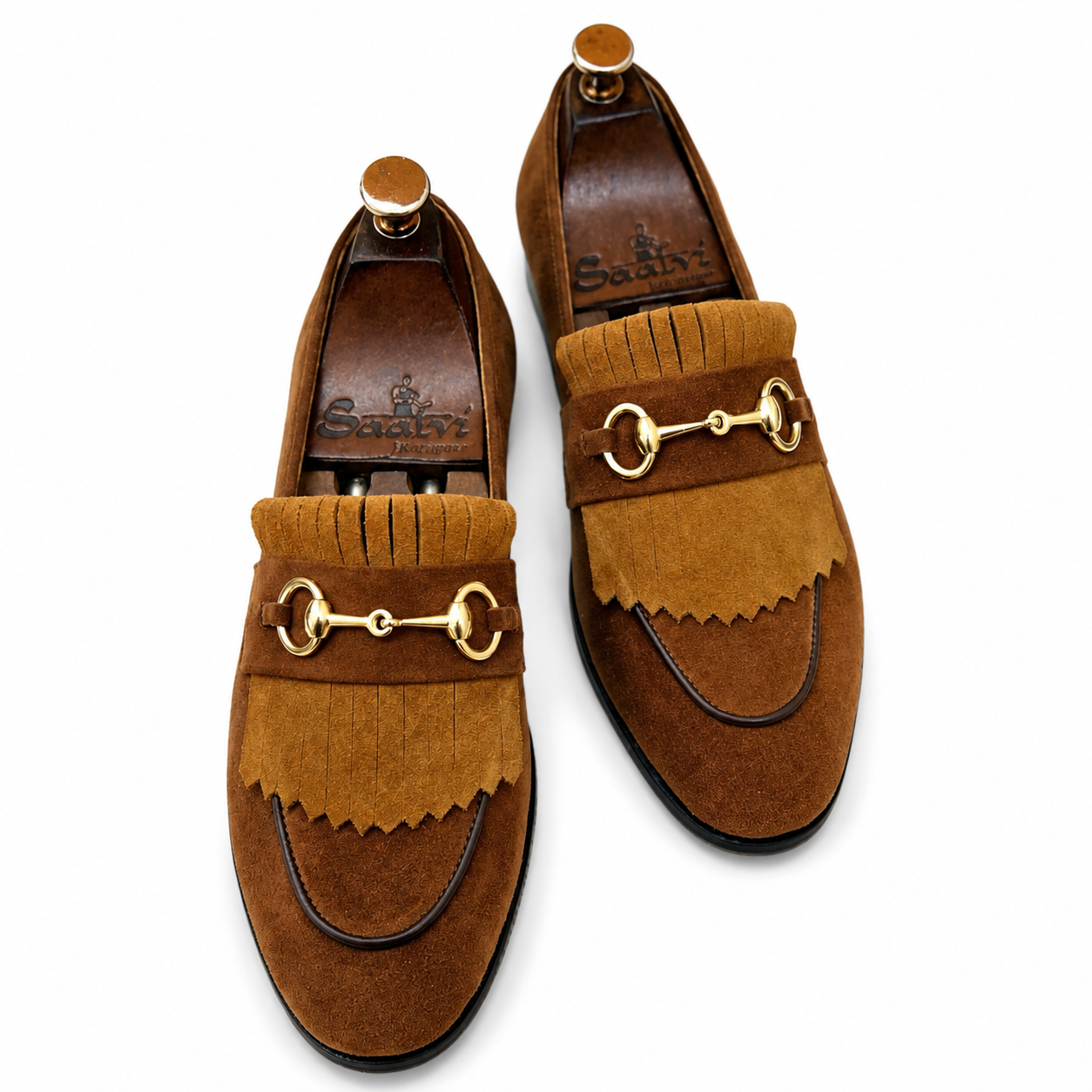 Brown Suede Loafers With Fringes