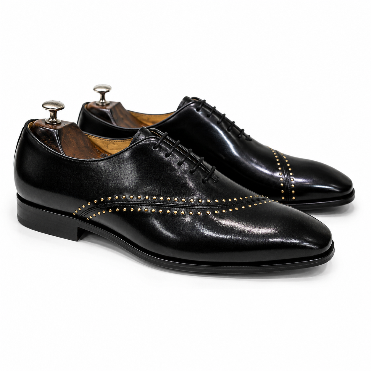 Noir Rivet Oxford Shoes