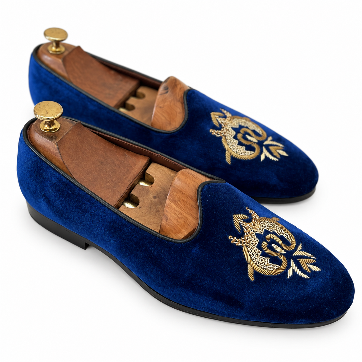 Blue Velvet Crown Zardosi Embroidery