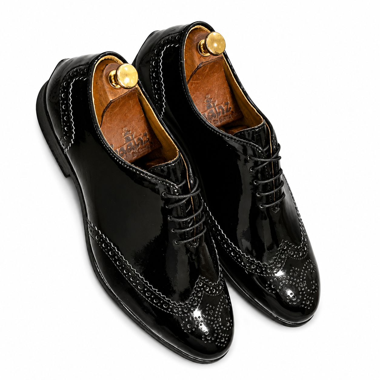 Noir Regent Patent Brogue Oxfords