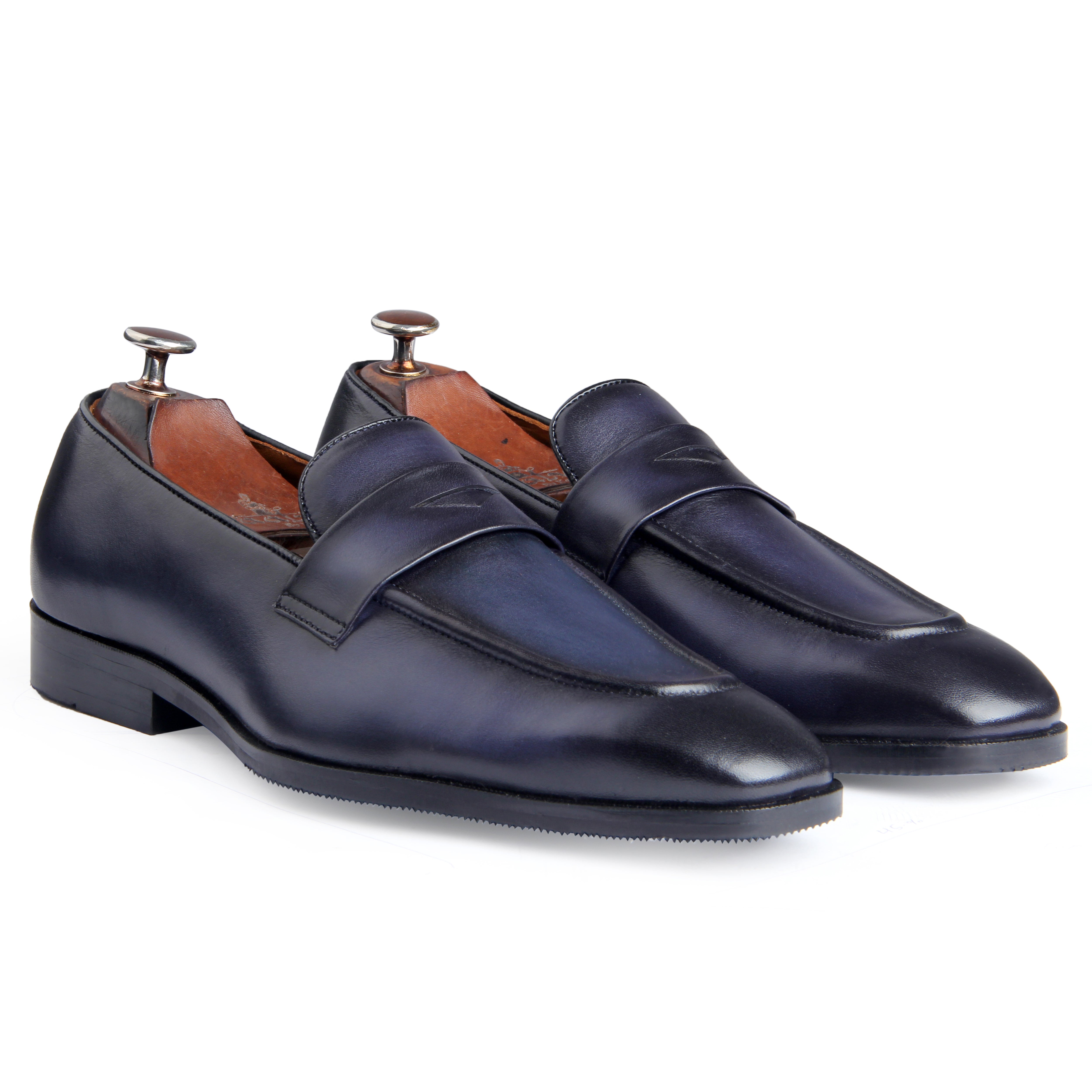 Penny Loafers Blue Hand Patina