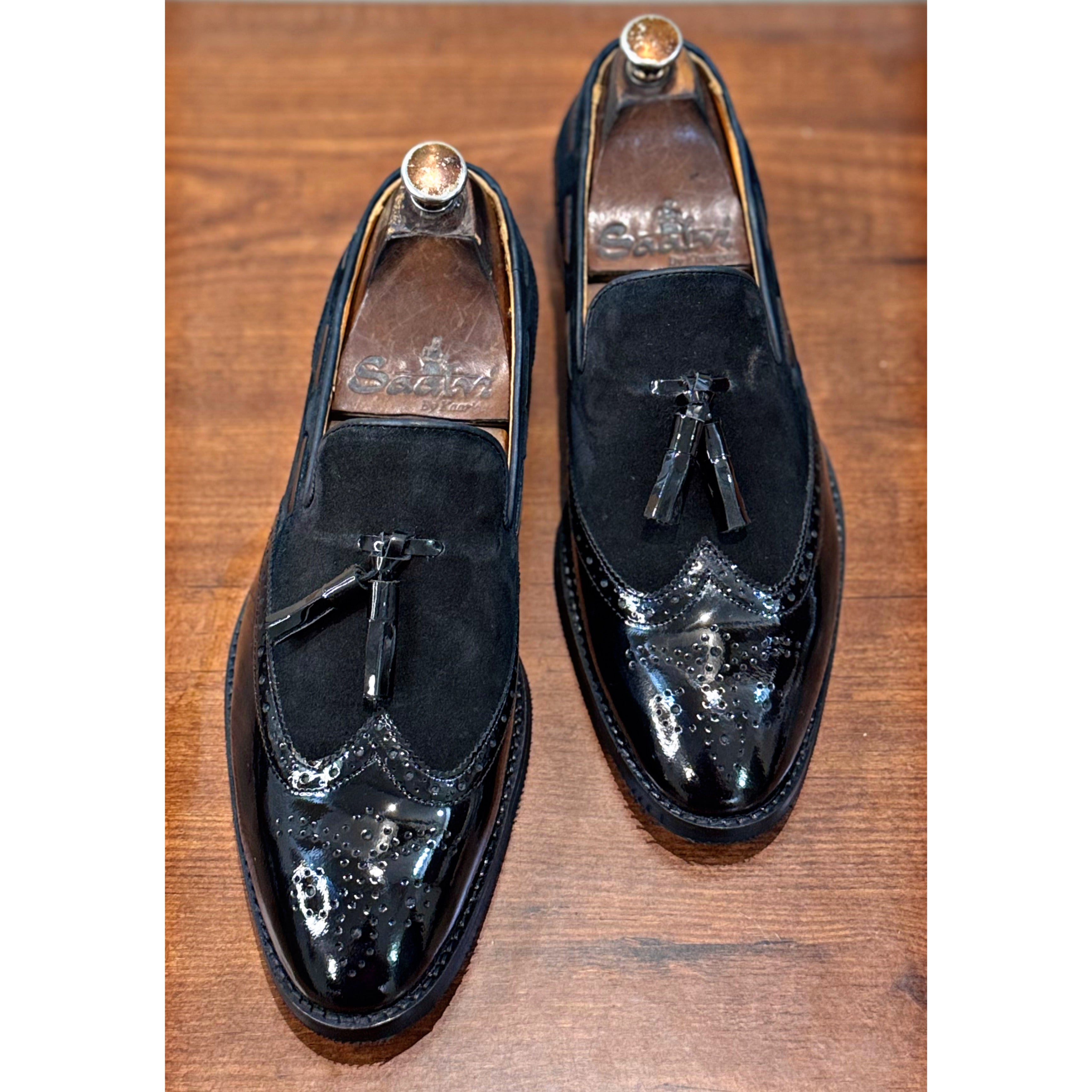 Wingcap Loafers With Tassels Black Patent