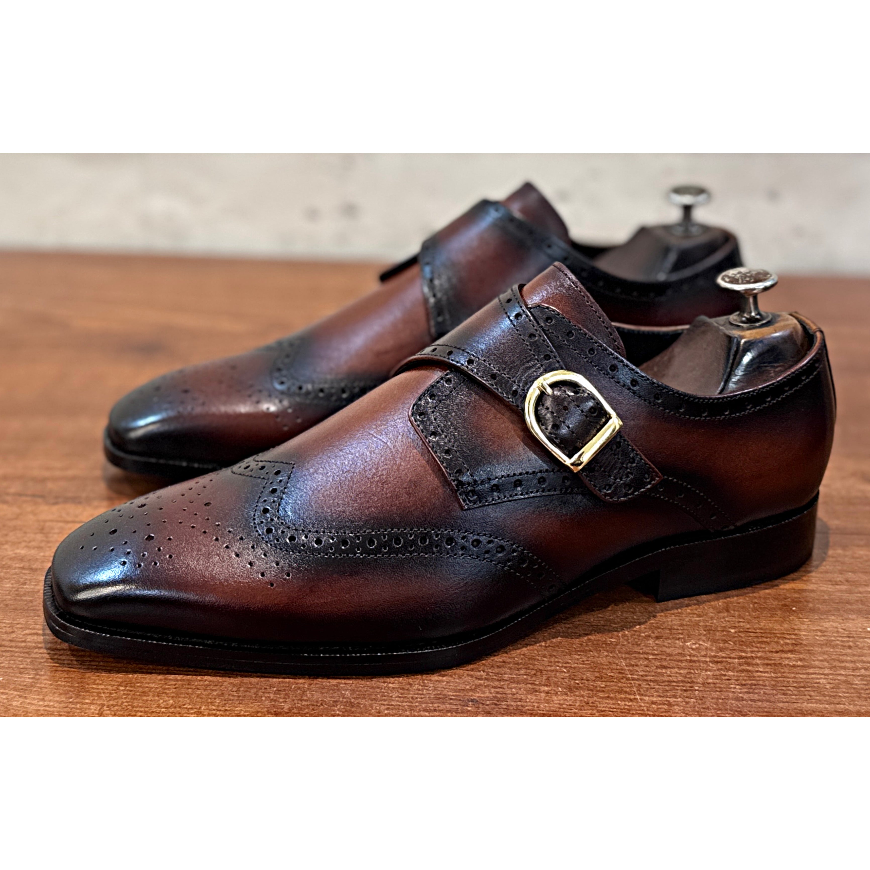 Oxblood Single Monk Brogues | Luxury British Formal Shoes