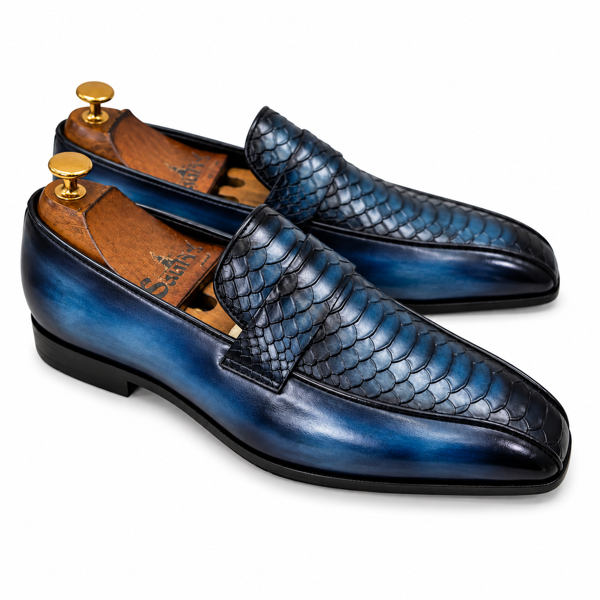 Midnight Azure Croco Strap Loafers