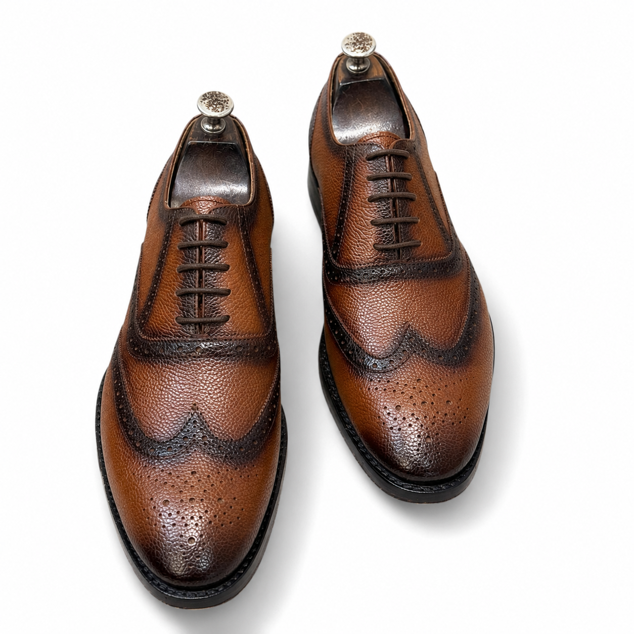 Burnished Wingtip Brogue Shoes – Brown